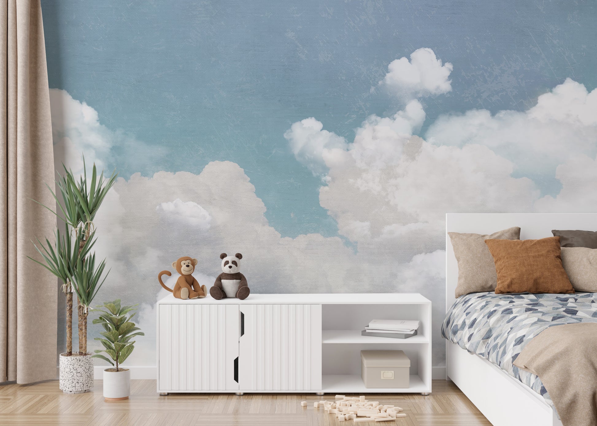 Fluffy Clouds Wallpaper Mural for light, airy vibes