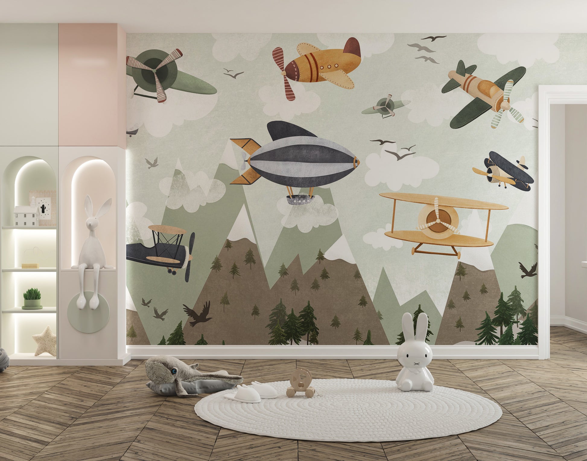 Skyward Adventure Dreams Wall Mural with open sky views