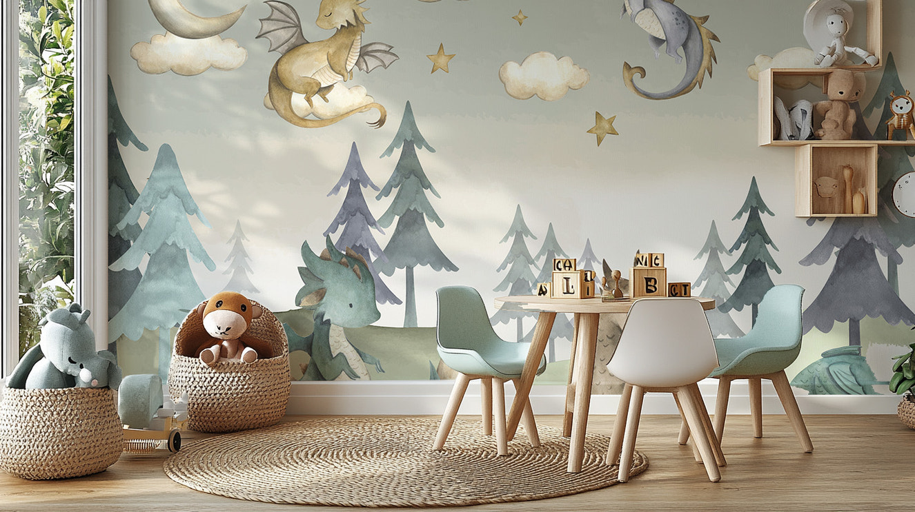 Magical Dragon Grove Wallpaper Mural with mystical vibes