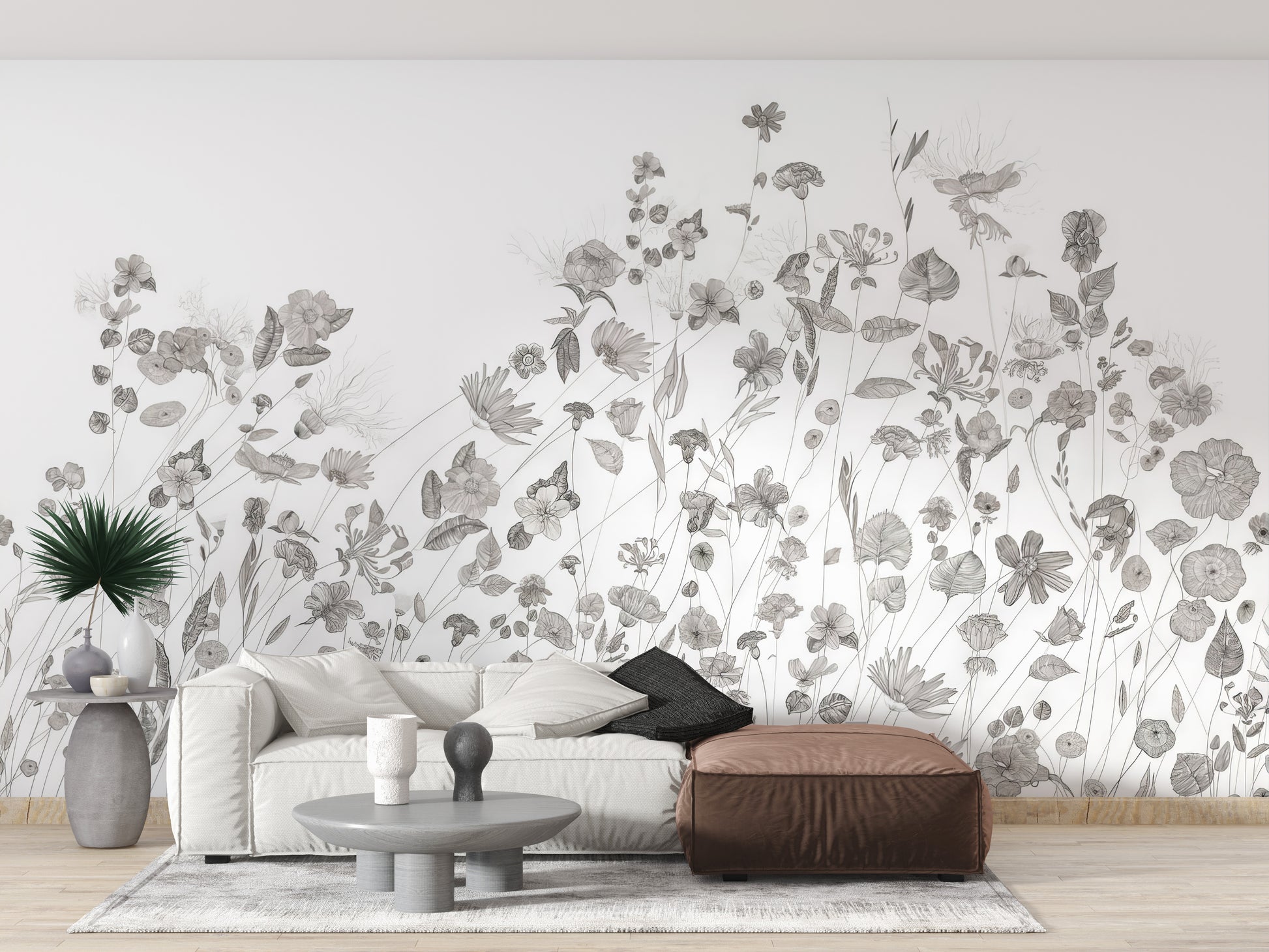 Delicate Wildflower Wall Mural for a calm floral scene