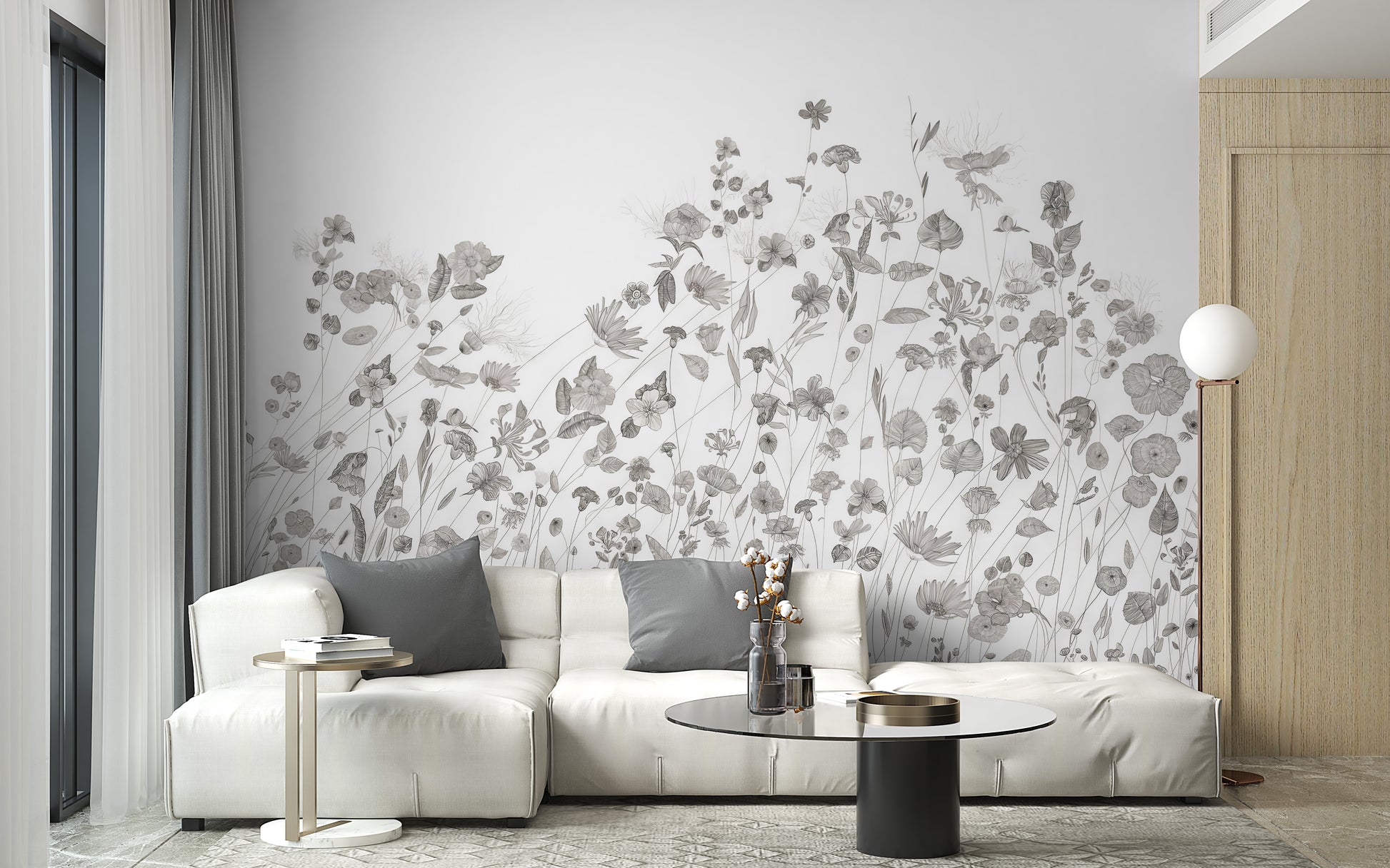 Delicate Wildflower Wall Mural for a peaceful, floral touch