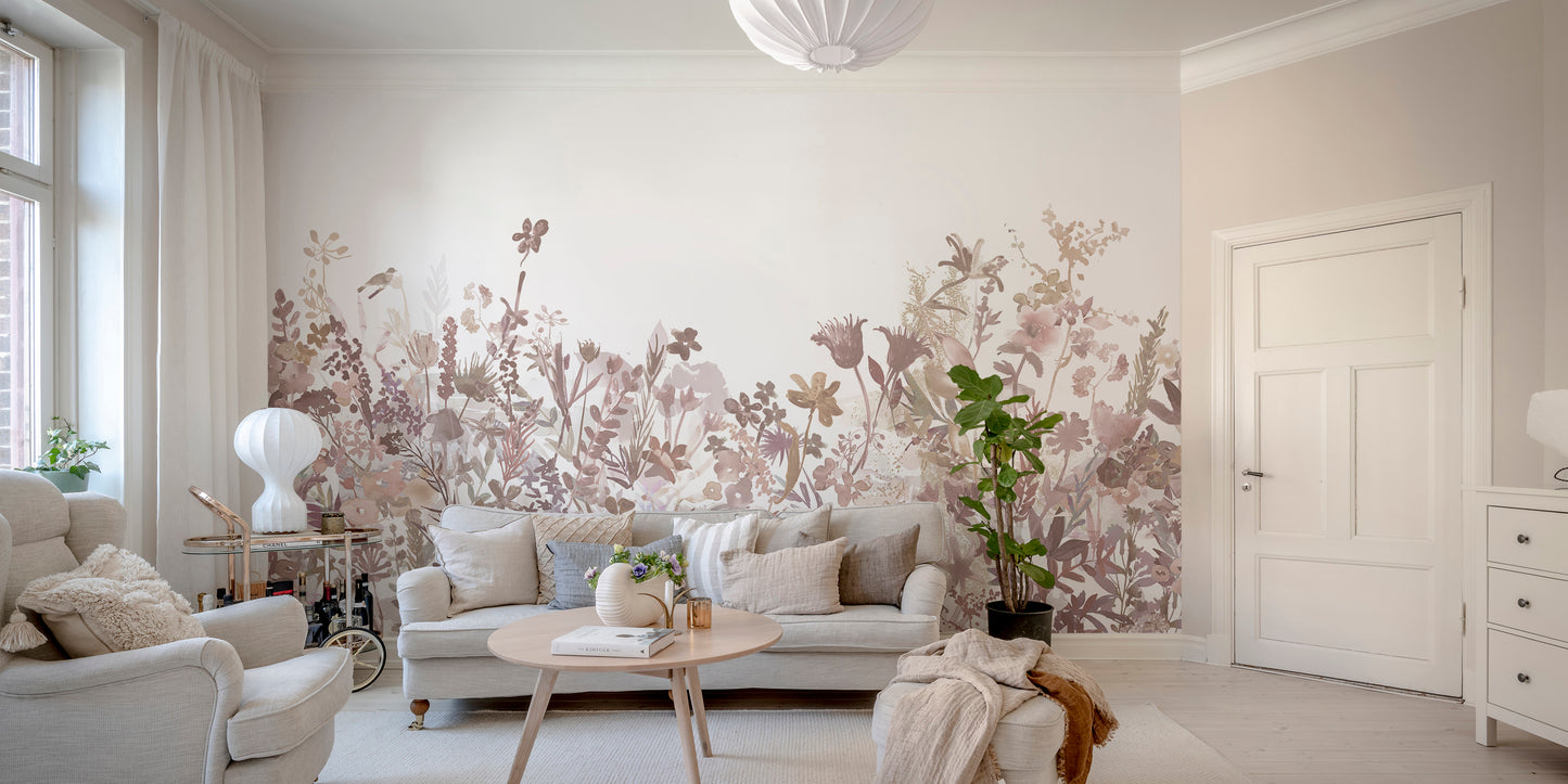 Misty Garden Wallpaper Mural for a tranquil floral scene