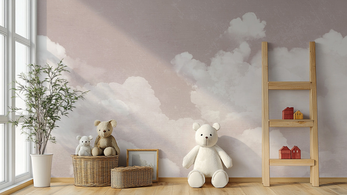 Soft Pink Clouds Wallpaper Mural for a peaceful backdrop