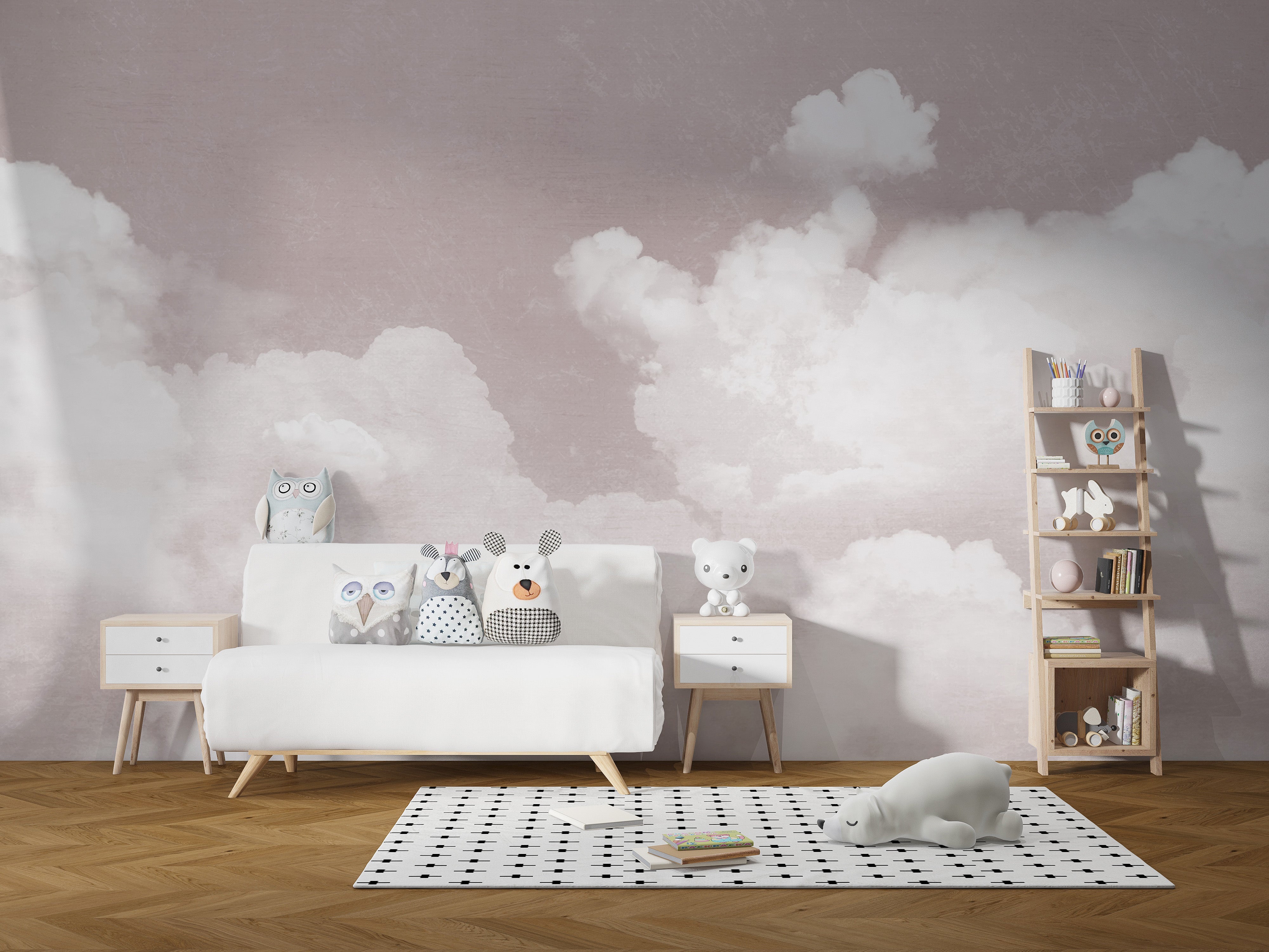 Soft Pink Clouds Wallpaper Mural for a tranquil, pastel sky