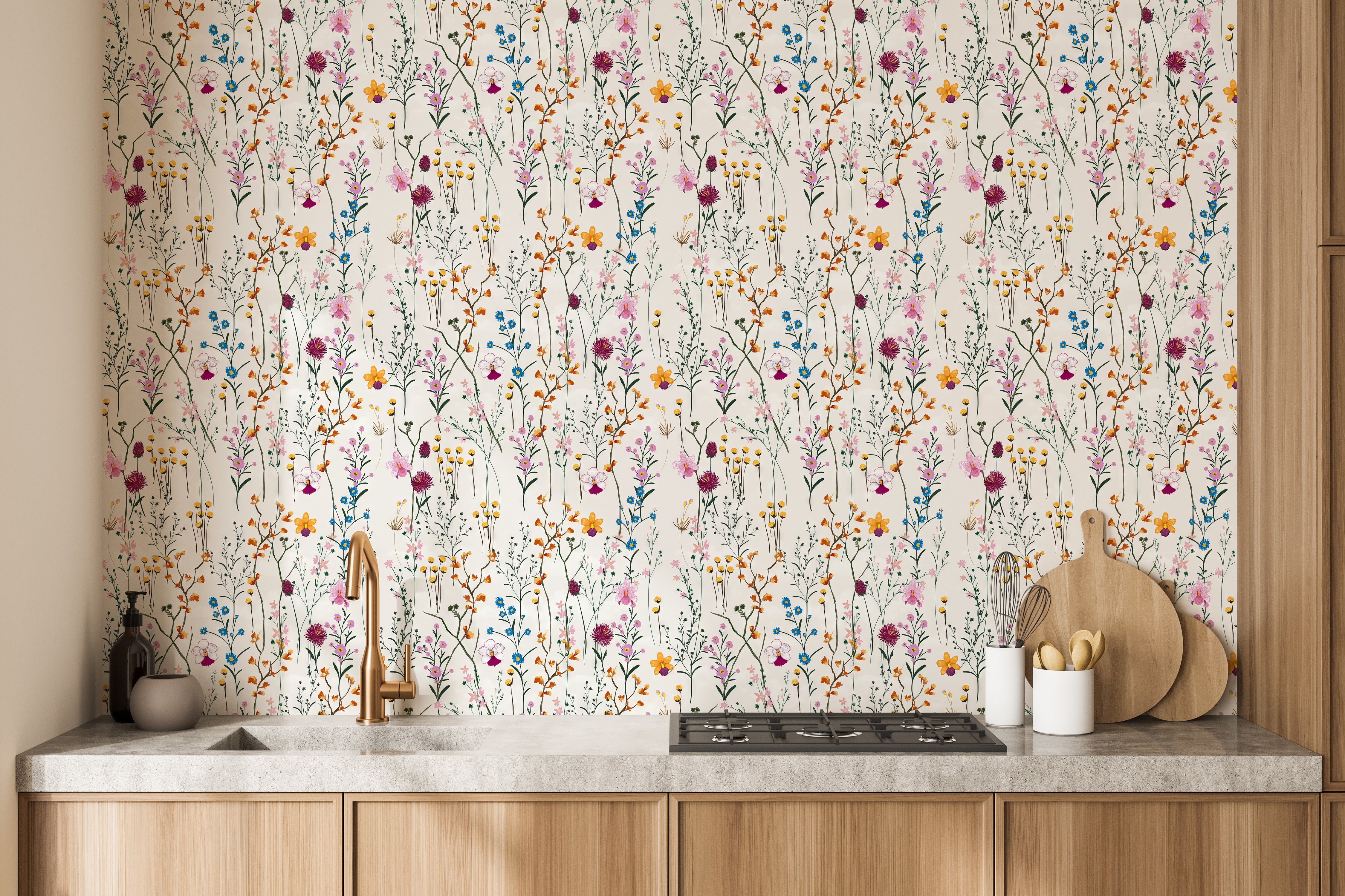 Floral Elegance Wallpaper Mural with subtle, elegant blooms