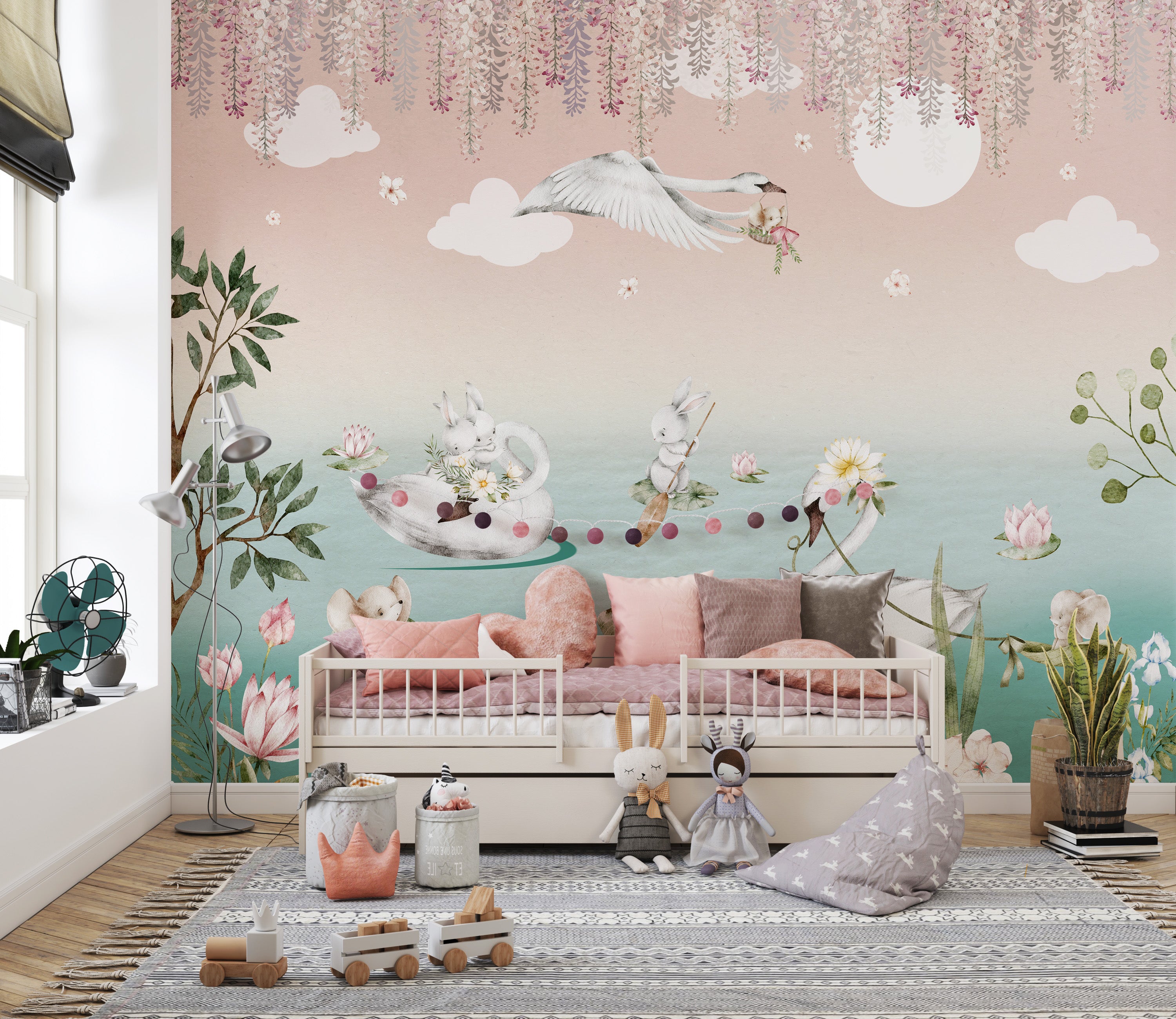 Swan Lake Fantasy Wallpaper Mural for a calm, magical look