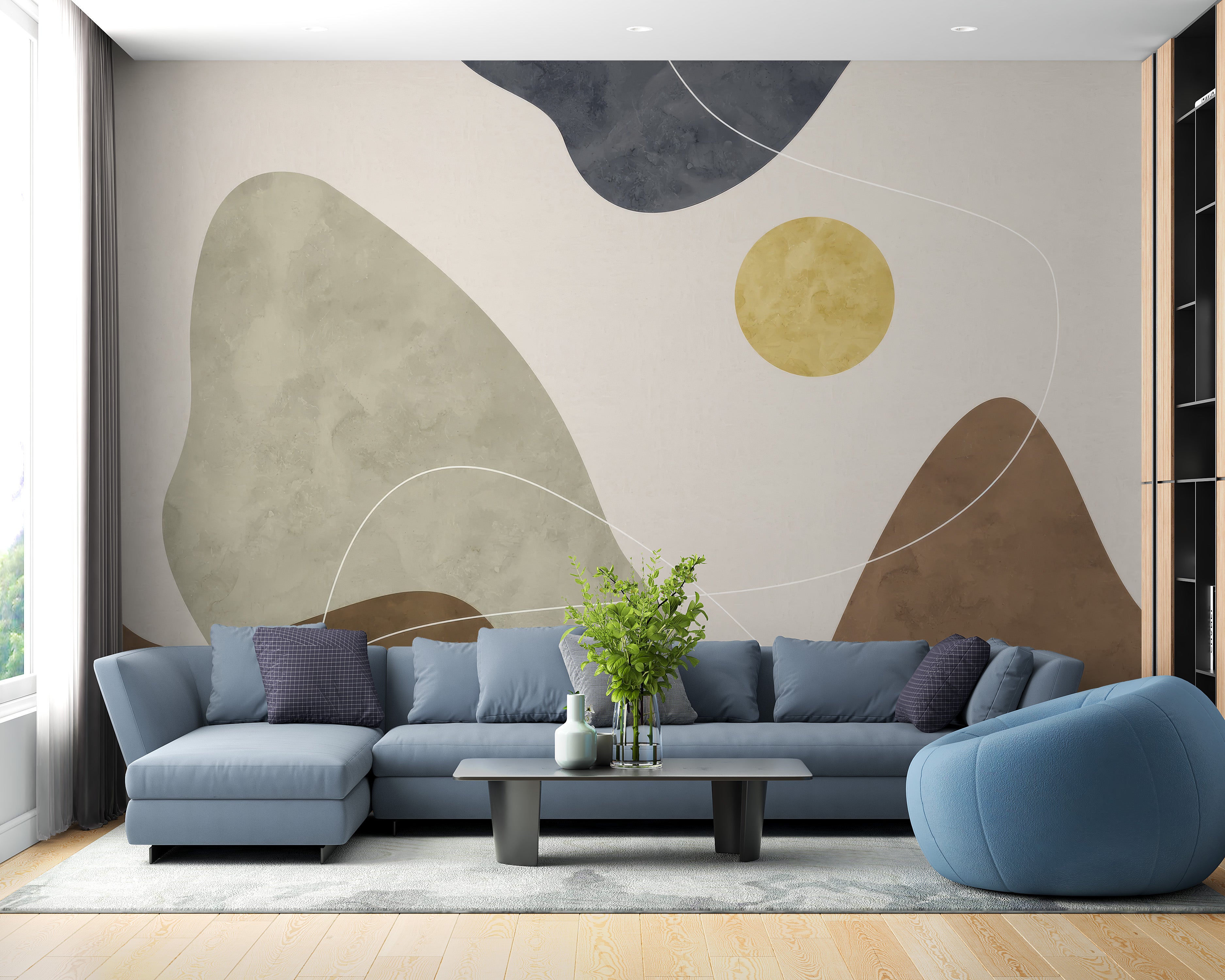 Golden Sun Wall Mural for a bright, sunny atmosphere