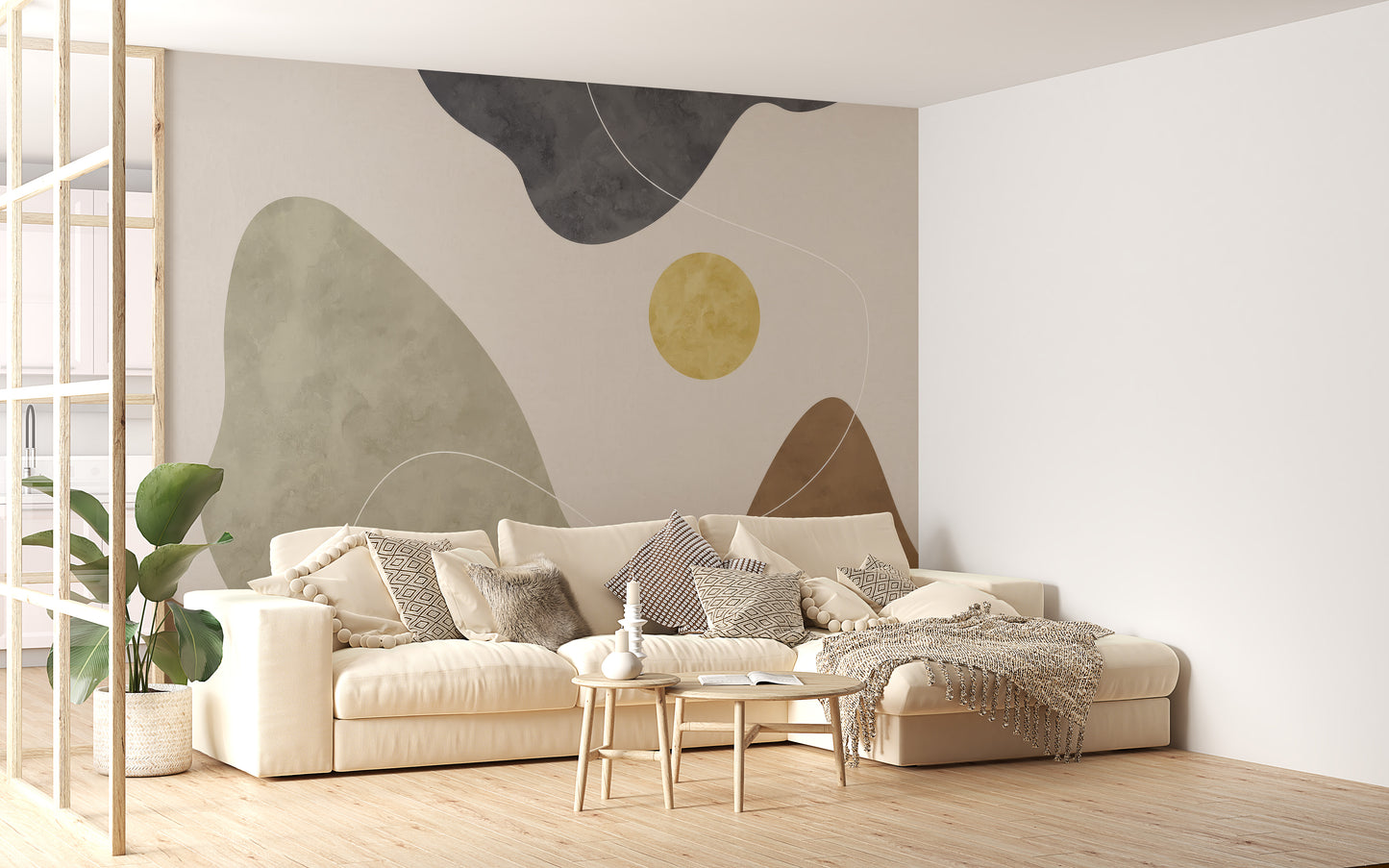 Golden Sun Wallpaper Mural with radiant sunlight details