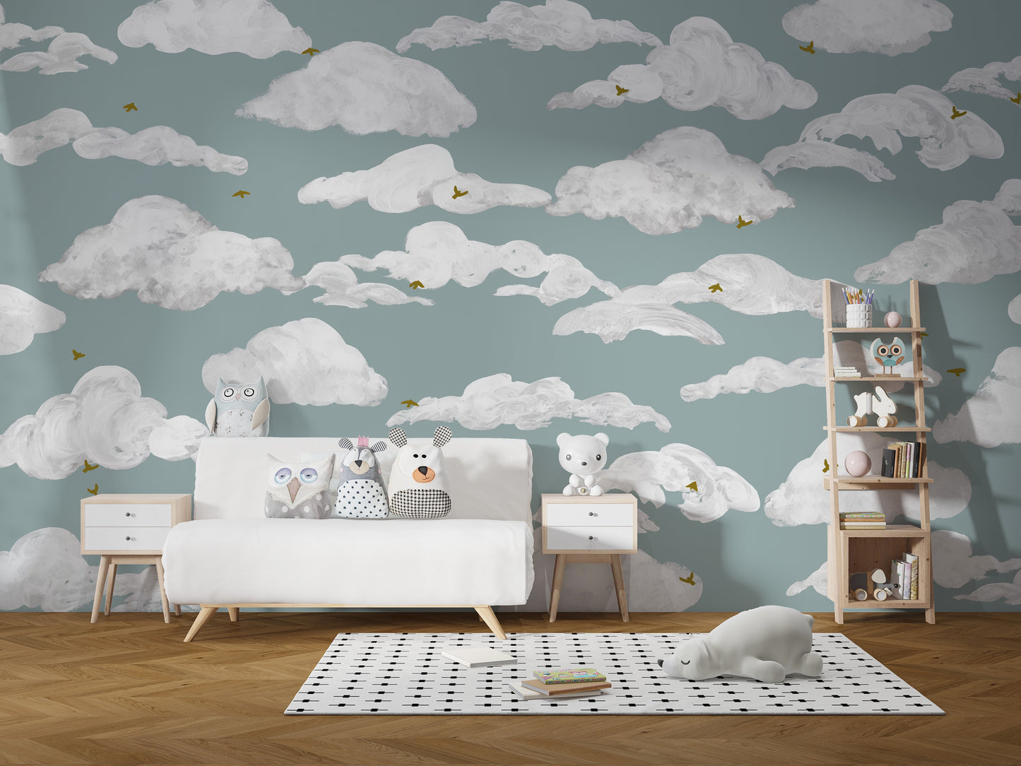 Dreamy Turquoise Skies Wallpaper Mural with soft cloud details