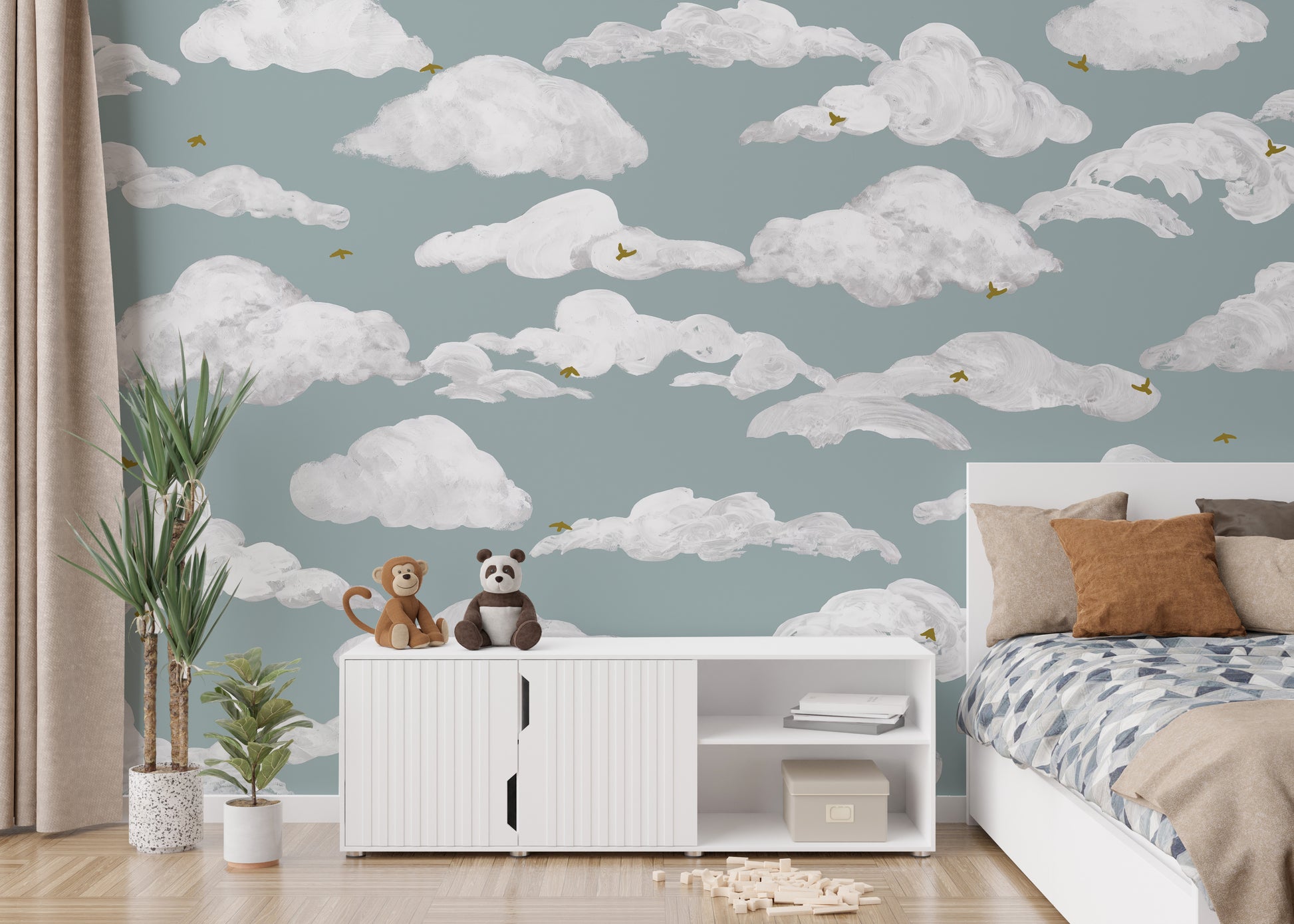 Dreamy Turquoise Skies Wallpaper Mural with soothing colors