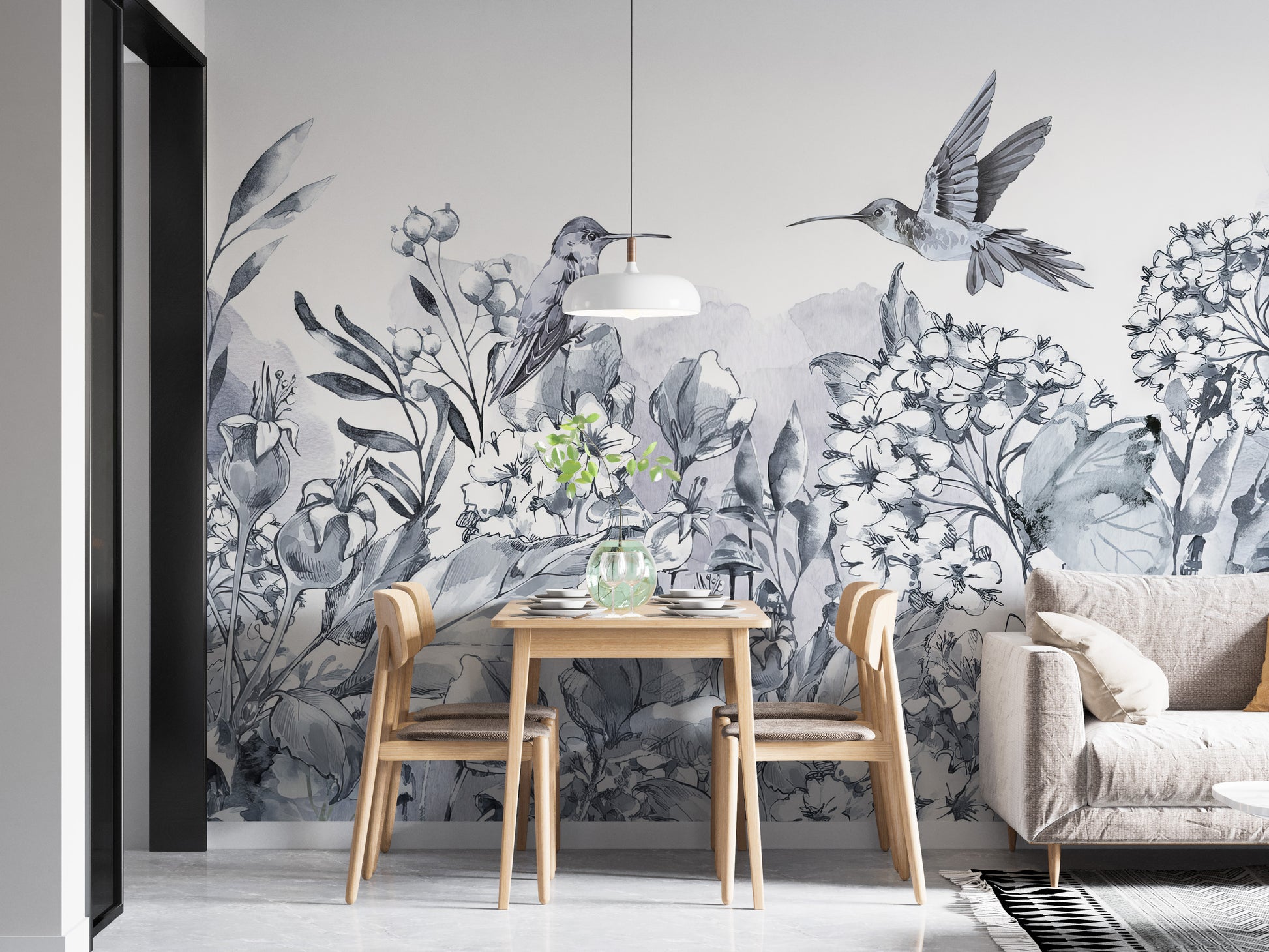 Hummingbirds Paradise Wallpaper Mural with vibrant colors