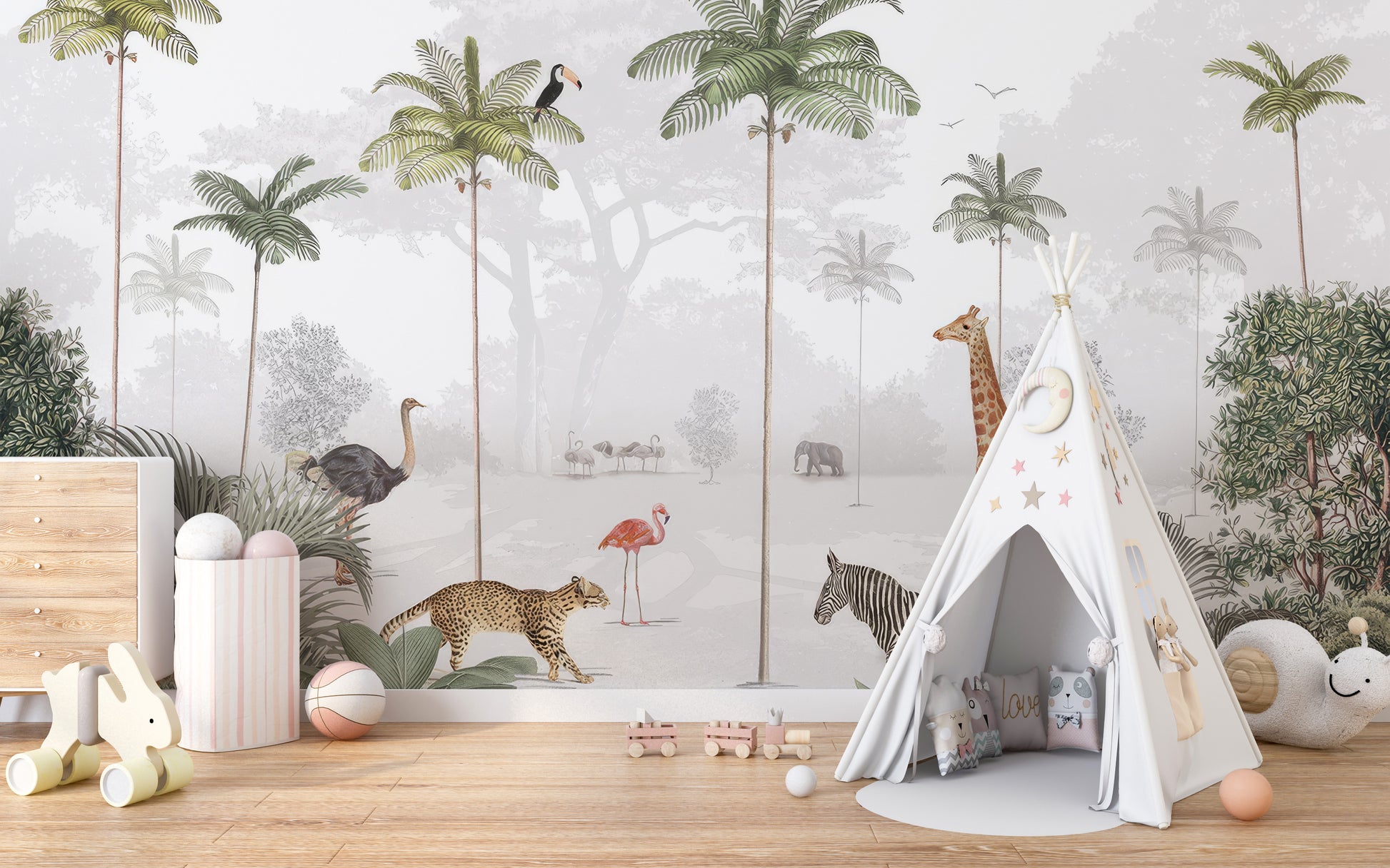 Rainforest Animals Wallpaper Mural for a tropical escape