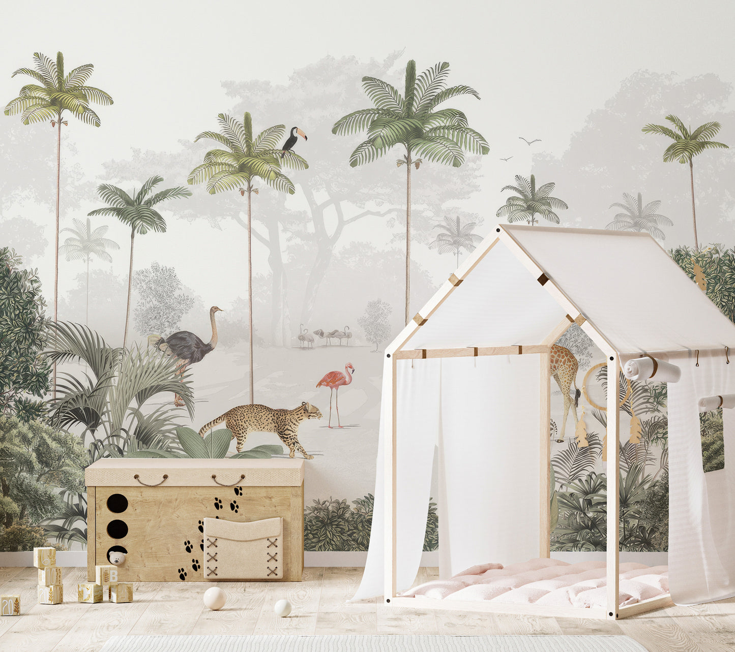 Rainforest Animals Wall Mural for a lively jungle vibe