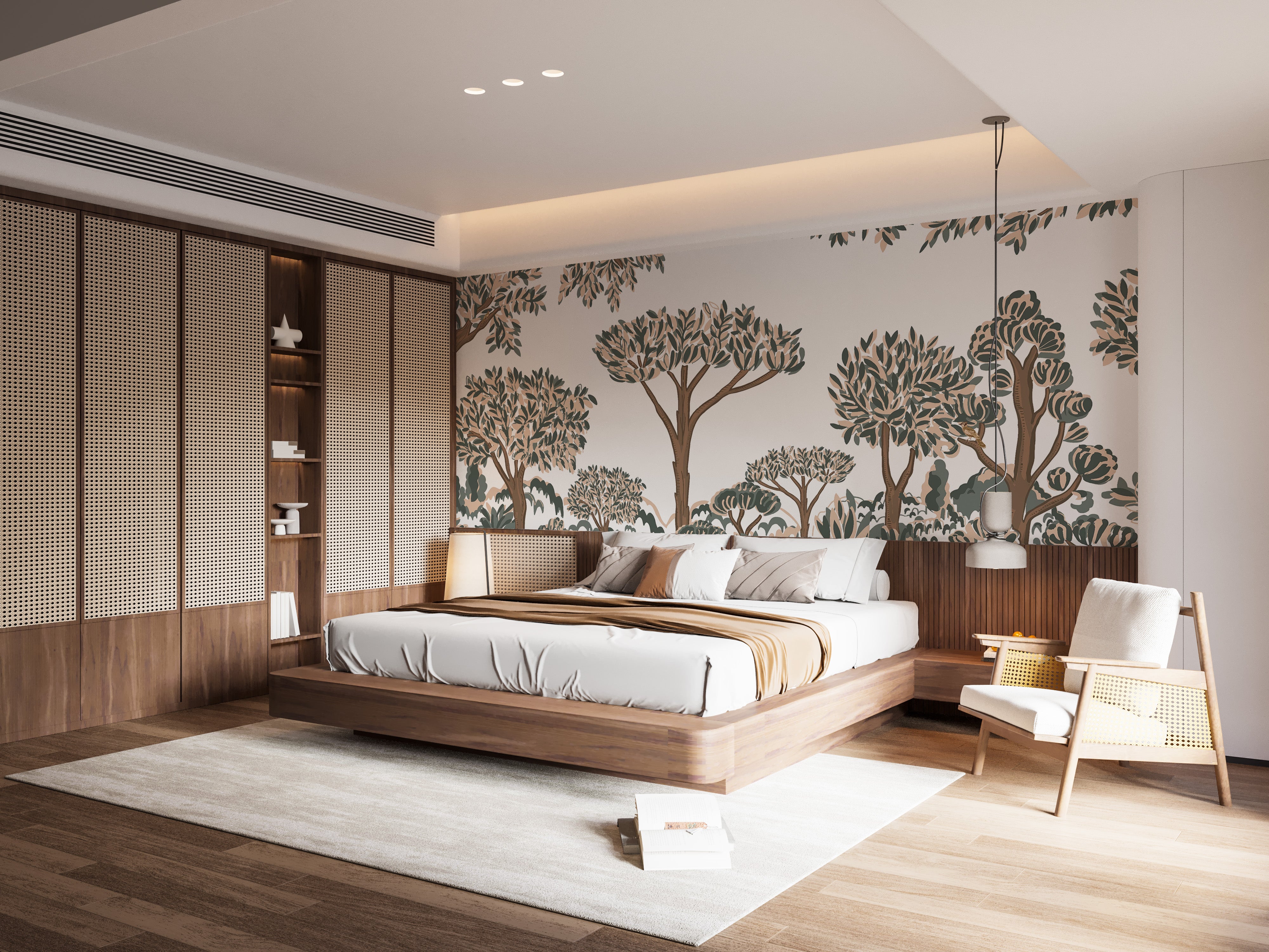 Tropical Tree Forest Wall Mural with dense tree patterns