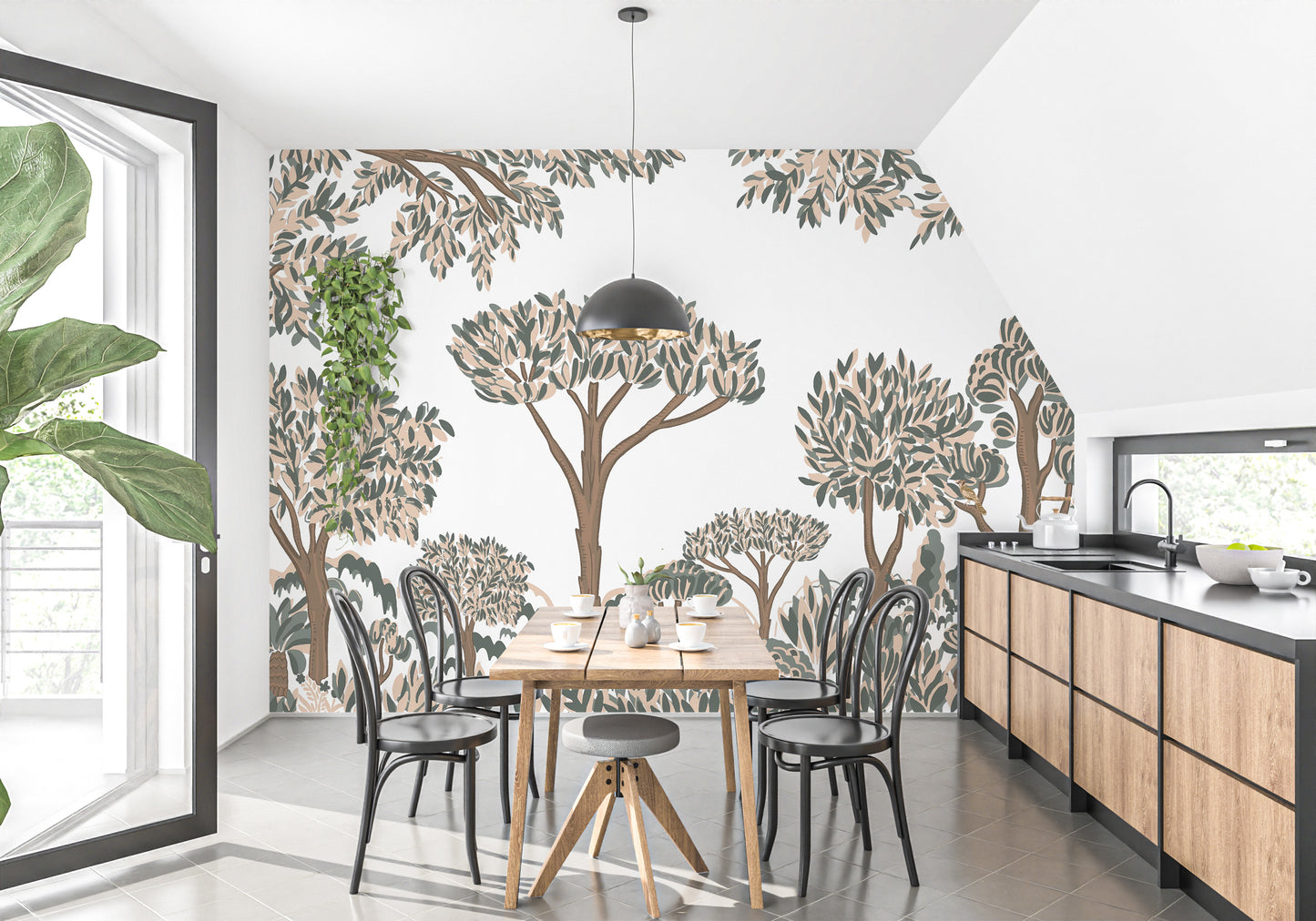 Tropical Tree Forest Wallpaper Mural for a fresh, green look