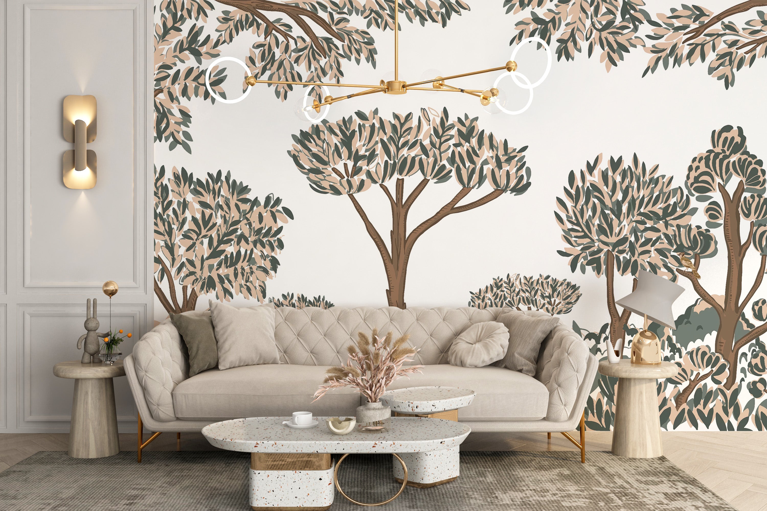 Tropical Tree Forest Wall Mural with rich, vibrant foliage