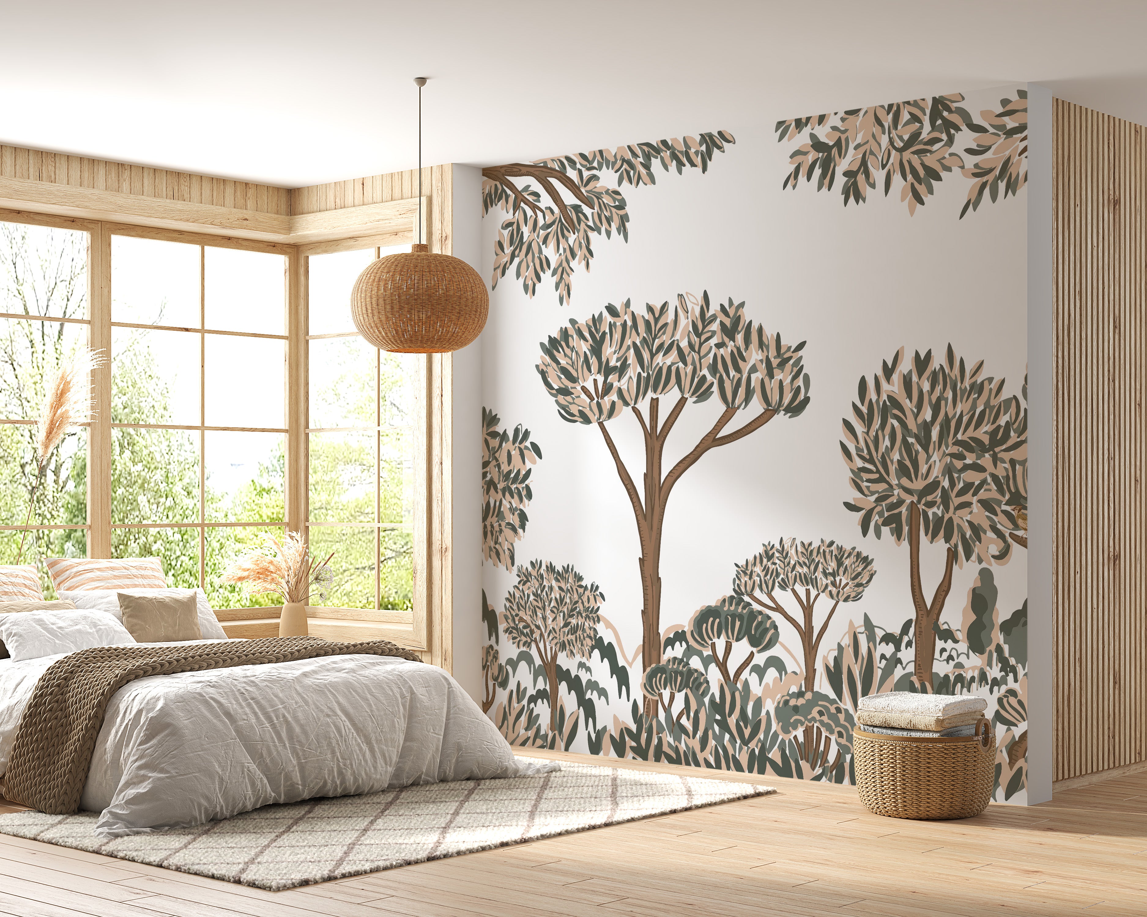 Tropical Tree Forest Wall Mural for a peaceful nature escape