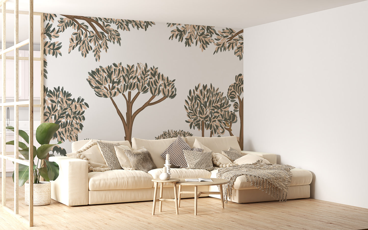 Tropical Tree Forest Wallpaper Mural with beautiful green trees