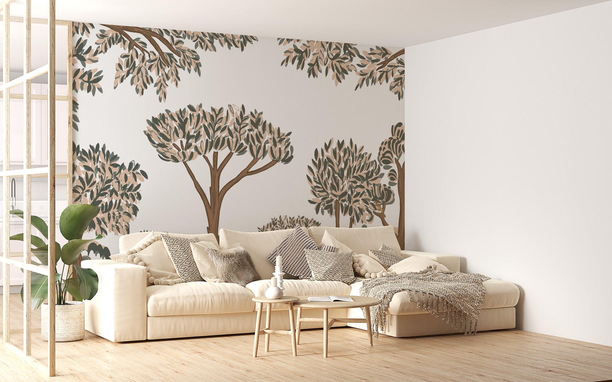 Tropical Tree Forest Wallpaper Mural with beautiful green trees