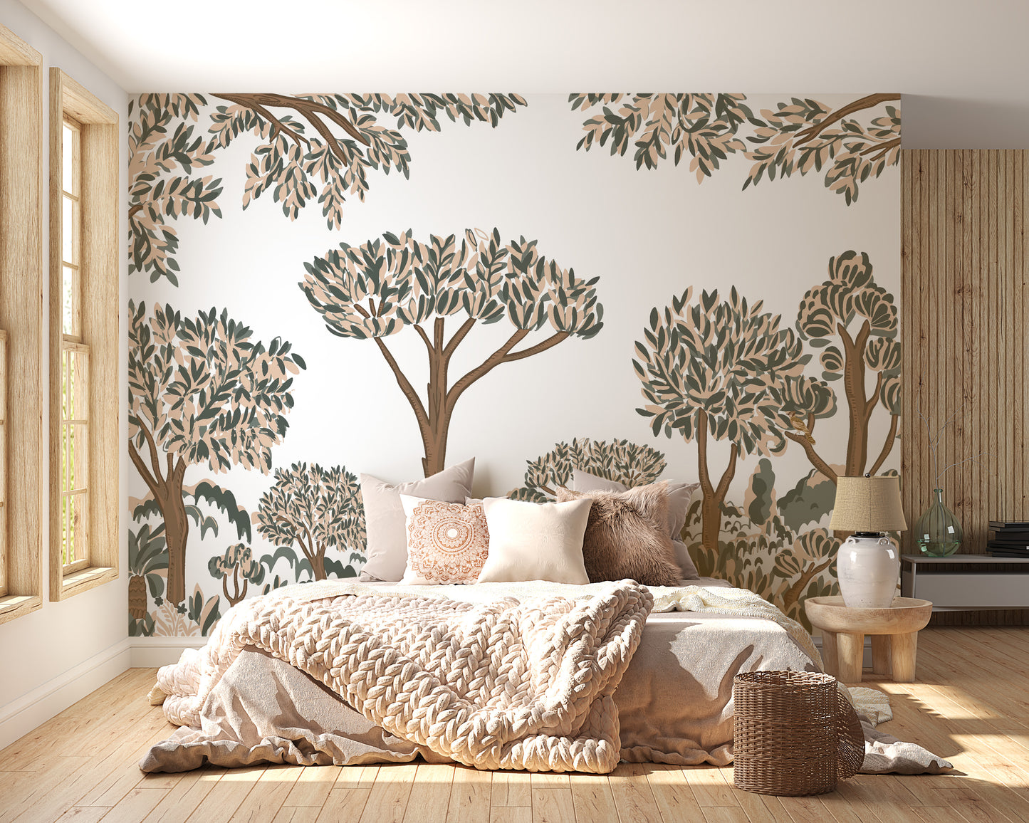 Tropical Tree Forest Wall Mural for a vibrant, natural space