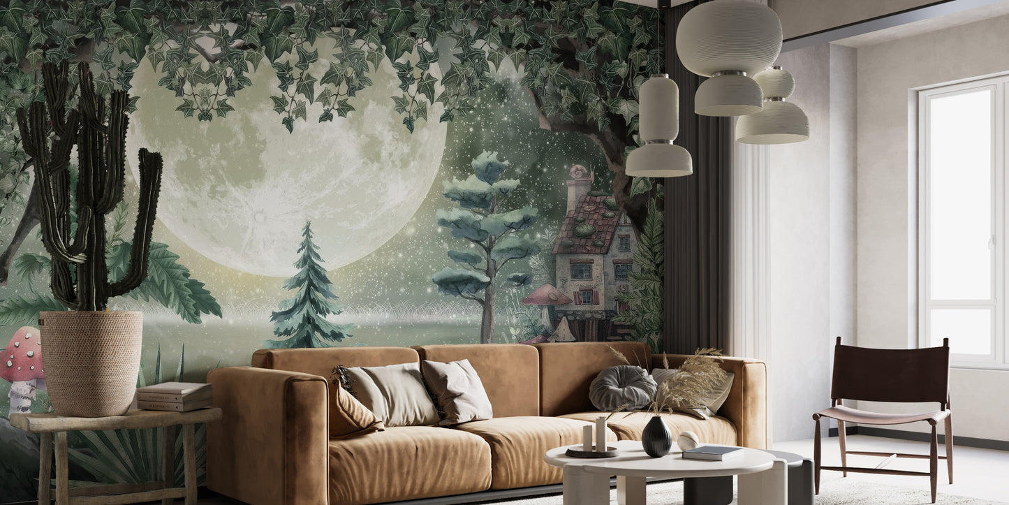 Moonlit Fantasy Wallpaper Mural with calm night sky vibes