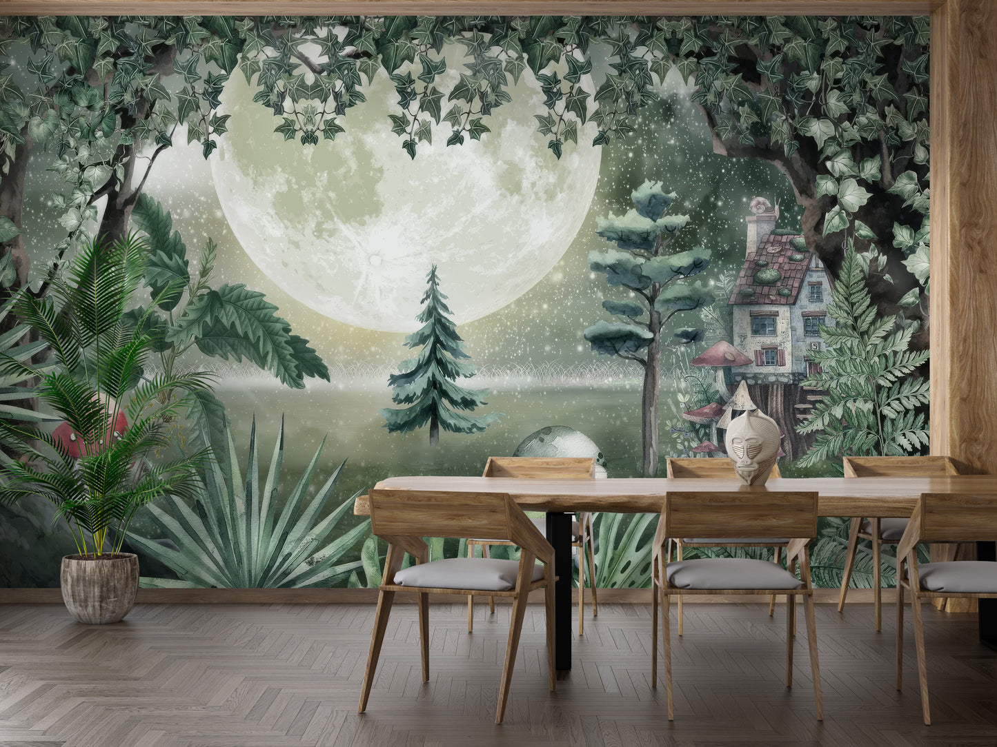 Moonlit Fantasy Wallpaper Mural with soft night skies