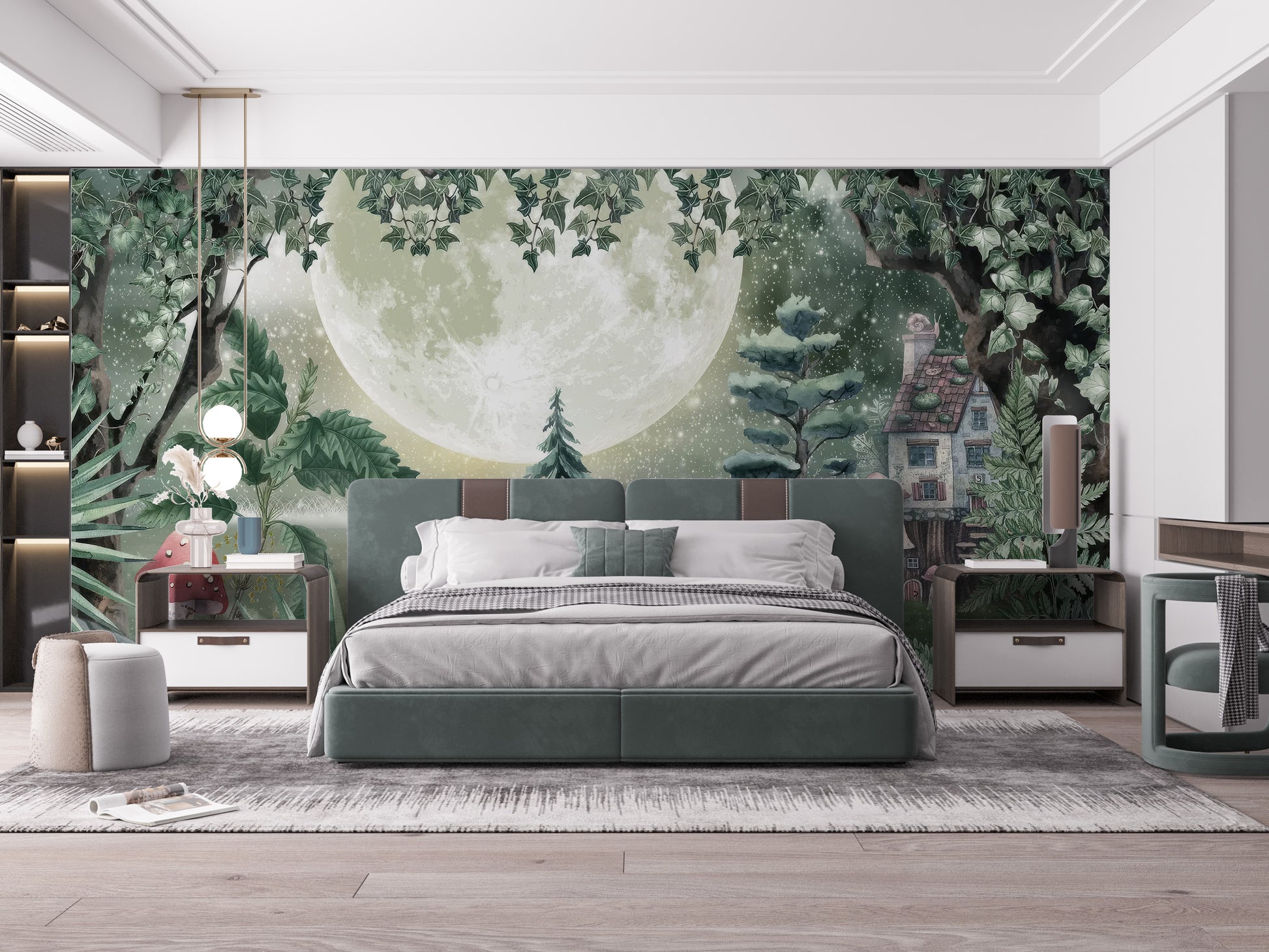 Moonlit Fantasy Wallpaper Mural with subtle moonlight tones