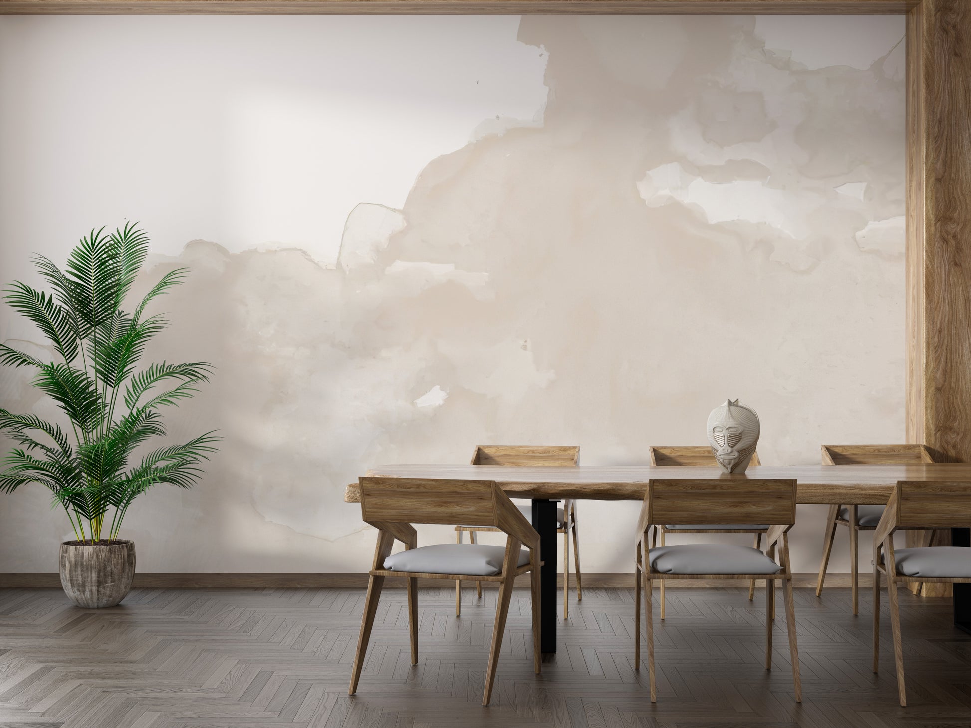 Neutral Abstract Watercolor Wall Mural with muted colors