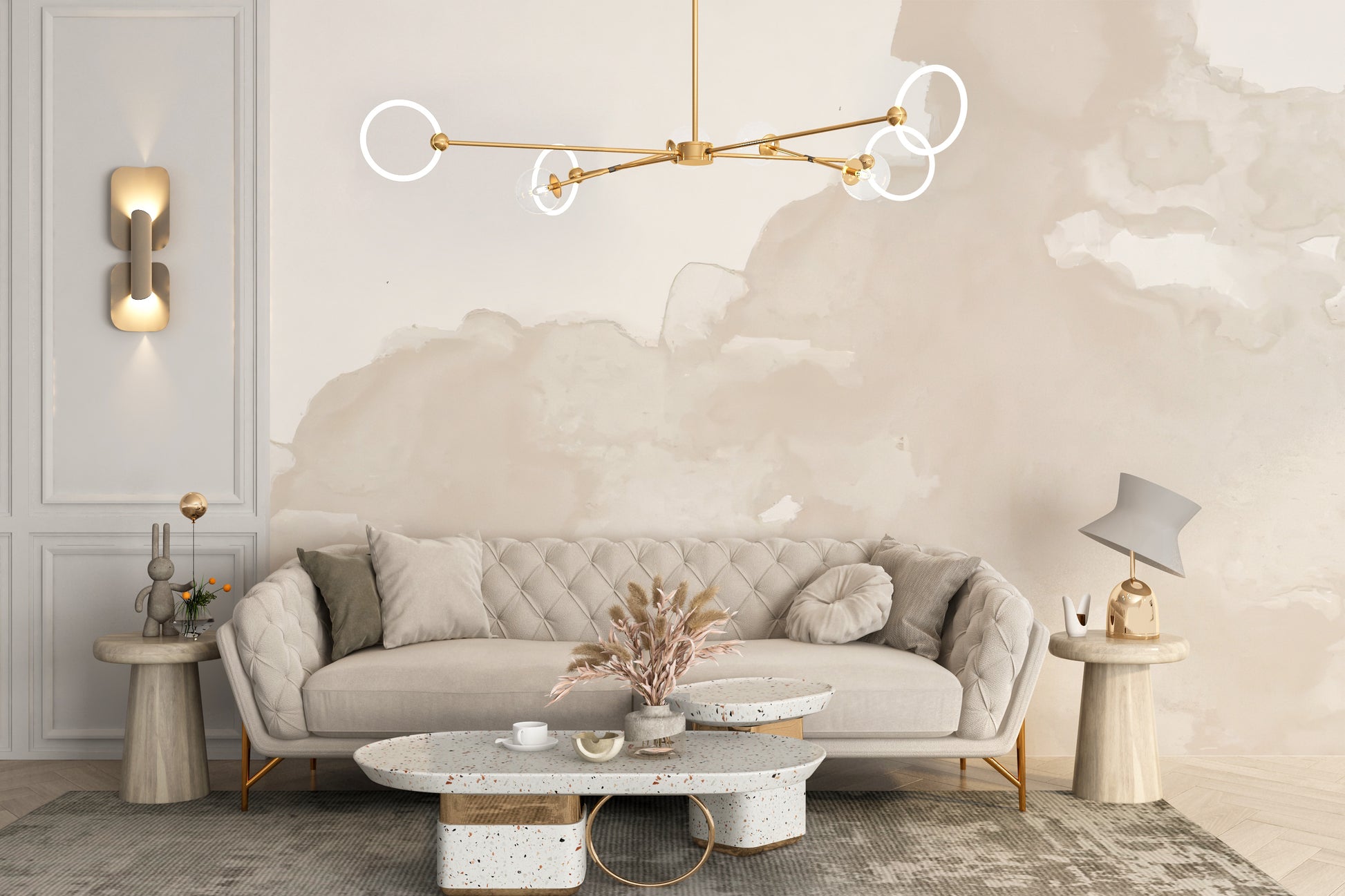 Neutral Abstract Watercolor Wall Mural for a minimalistic feel