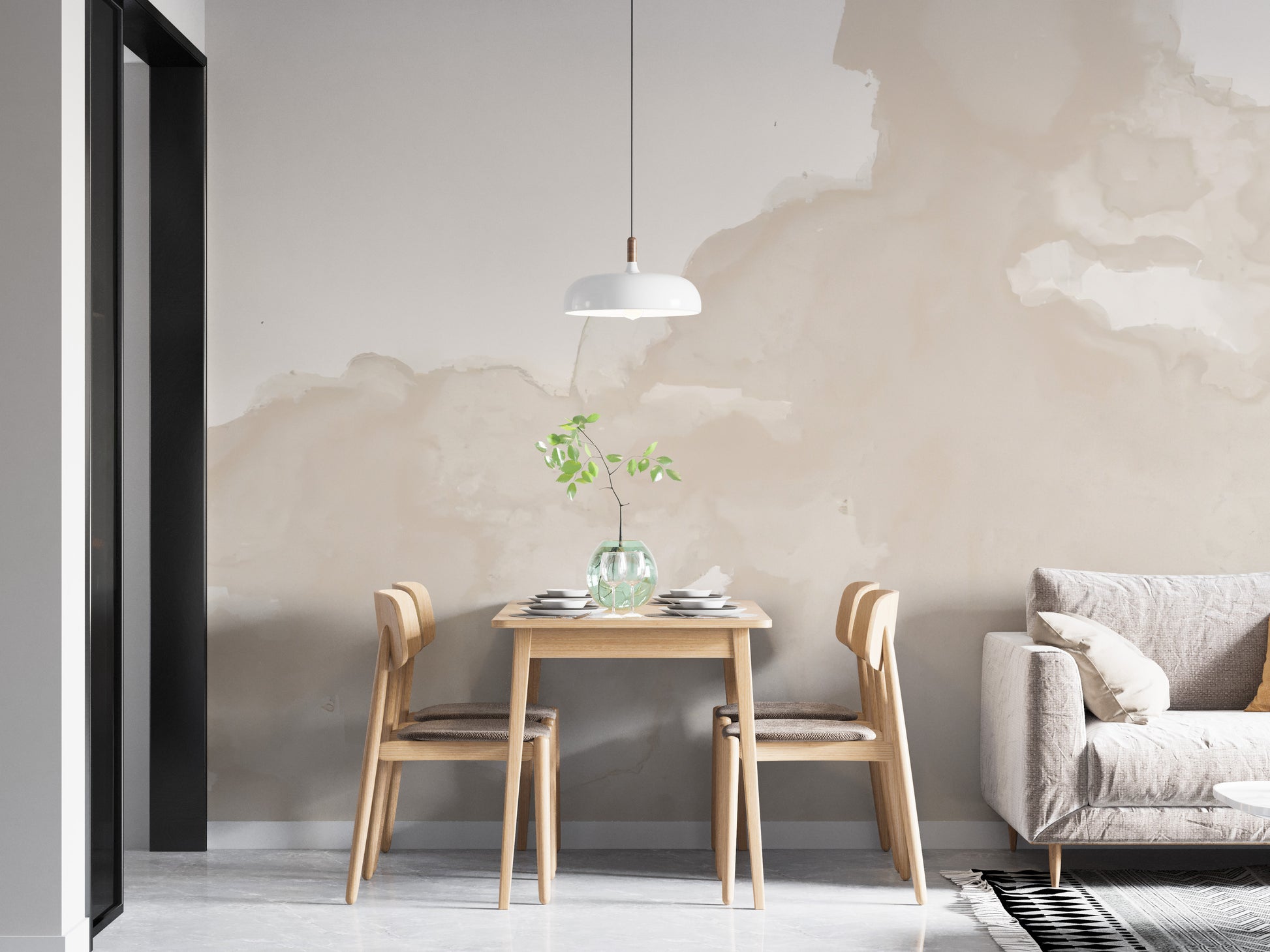 Neutral Abstract Watercolor Wall Mural with subtle designs