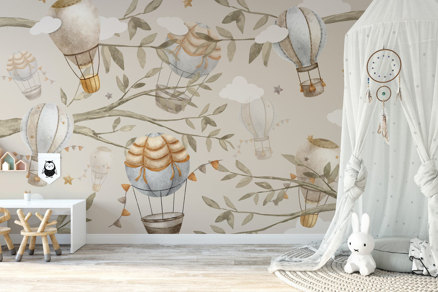 Floating Balloons Nursery Mural for a fun, airy space