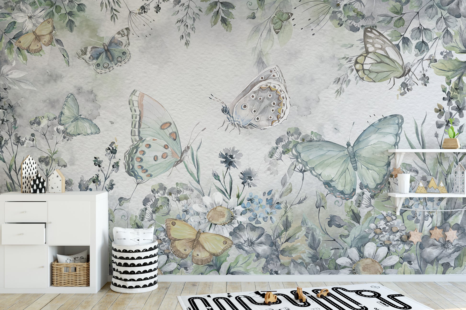 Butterfly Garden Botanical Wallpaper Mural for Spaces