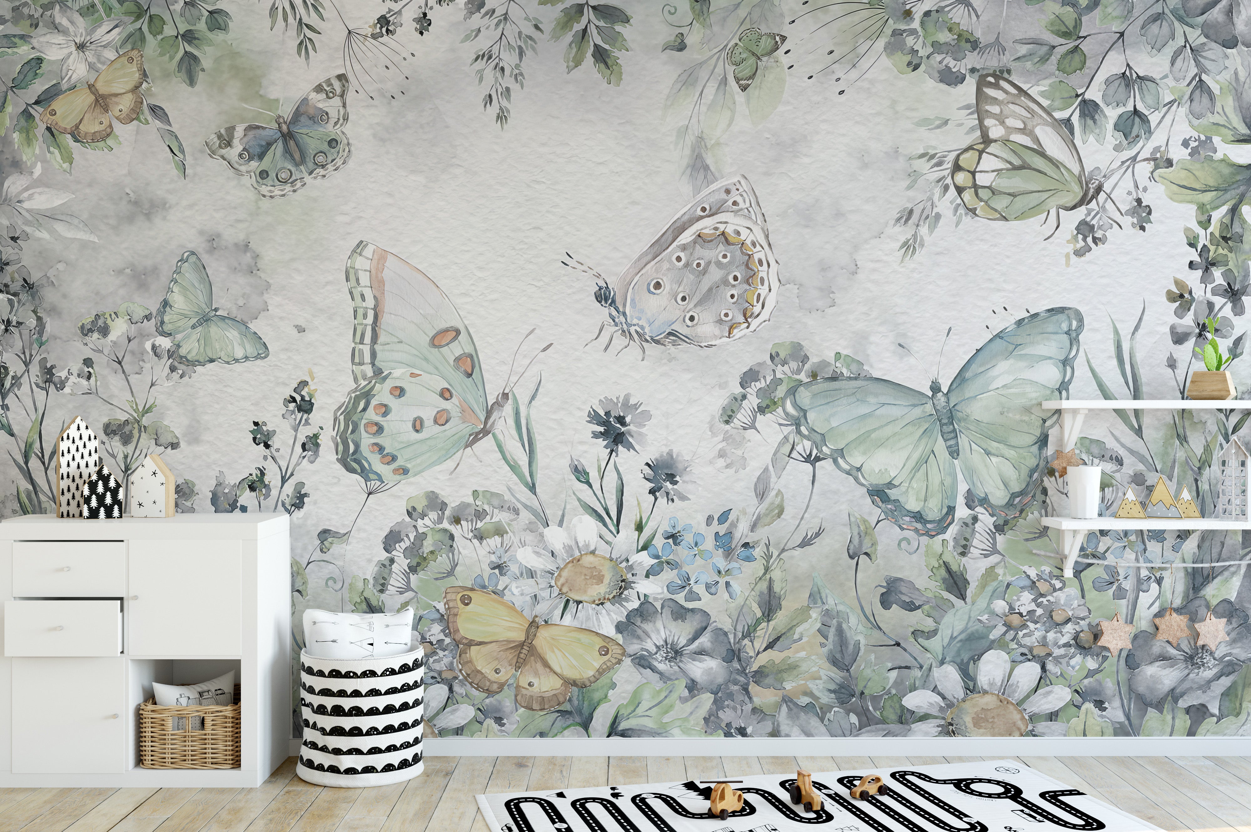 Butterfly Garden Botanical Wallpaper Mural for Spaces