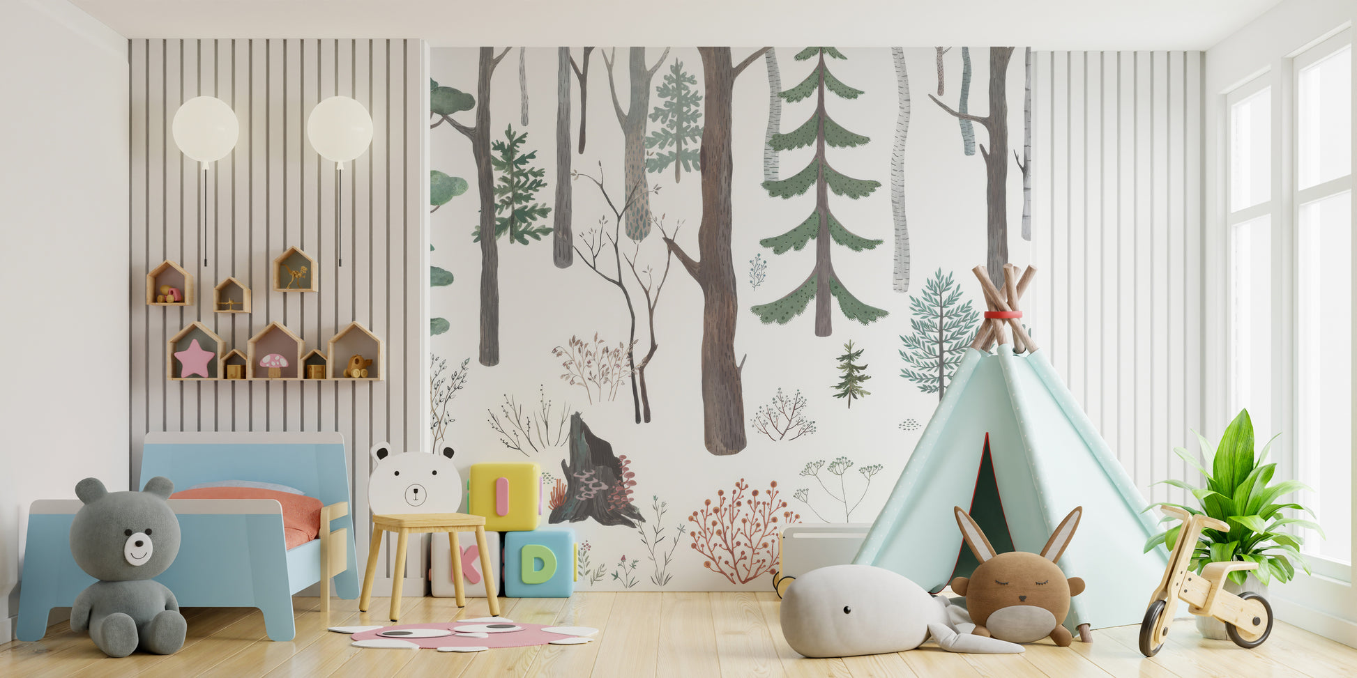 Woodland Dream Mural with Forest and Trees Design