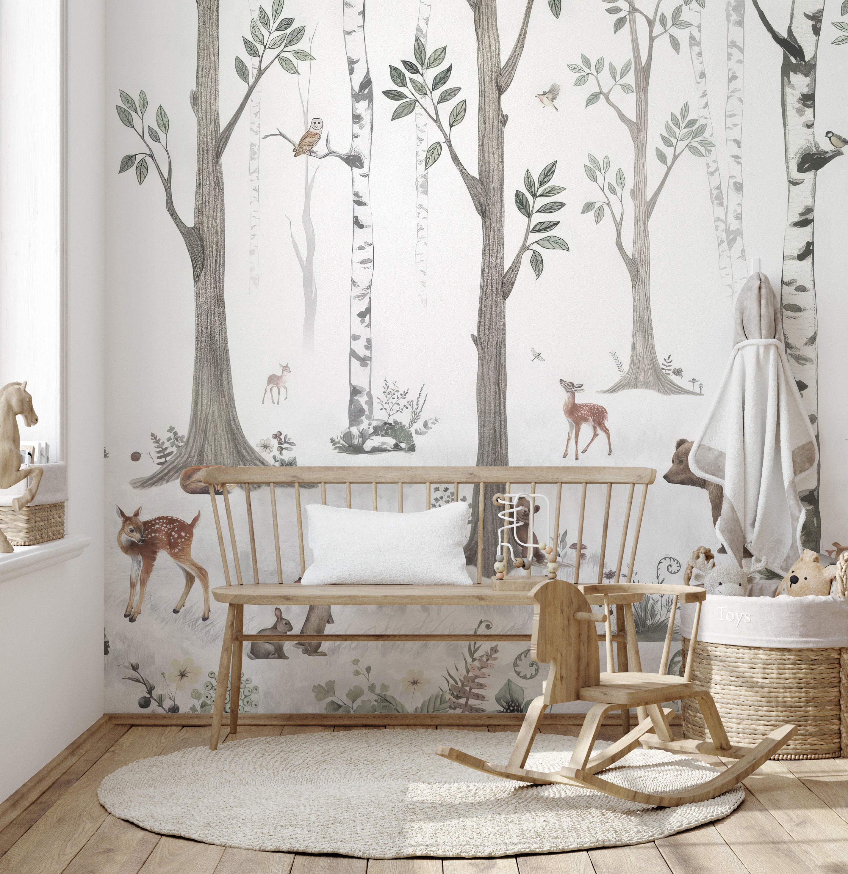 Kids' Woodland Creatures Wallpaper Mural for Rooms