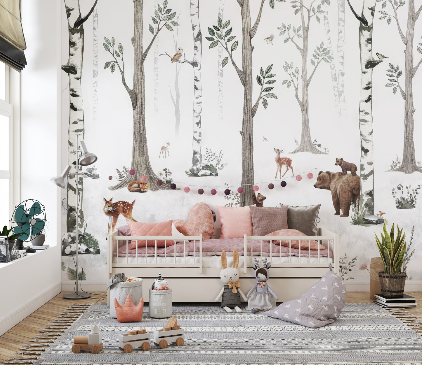 Woodland Creatures Wall Mural for Playful Spaces