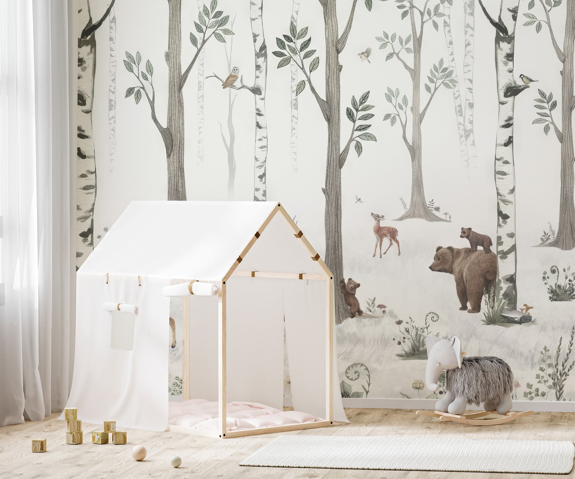 Kids Woodland Creatures Mural for Colorful Walls