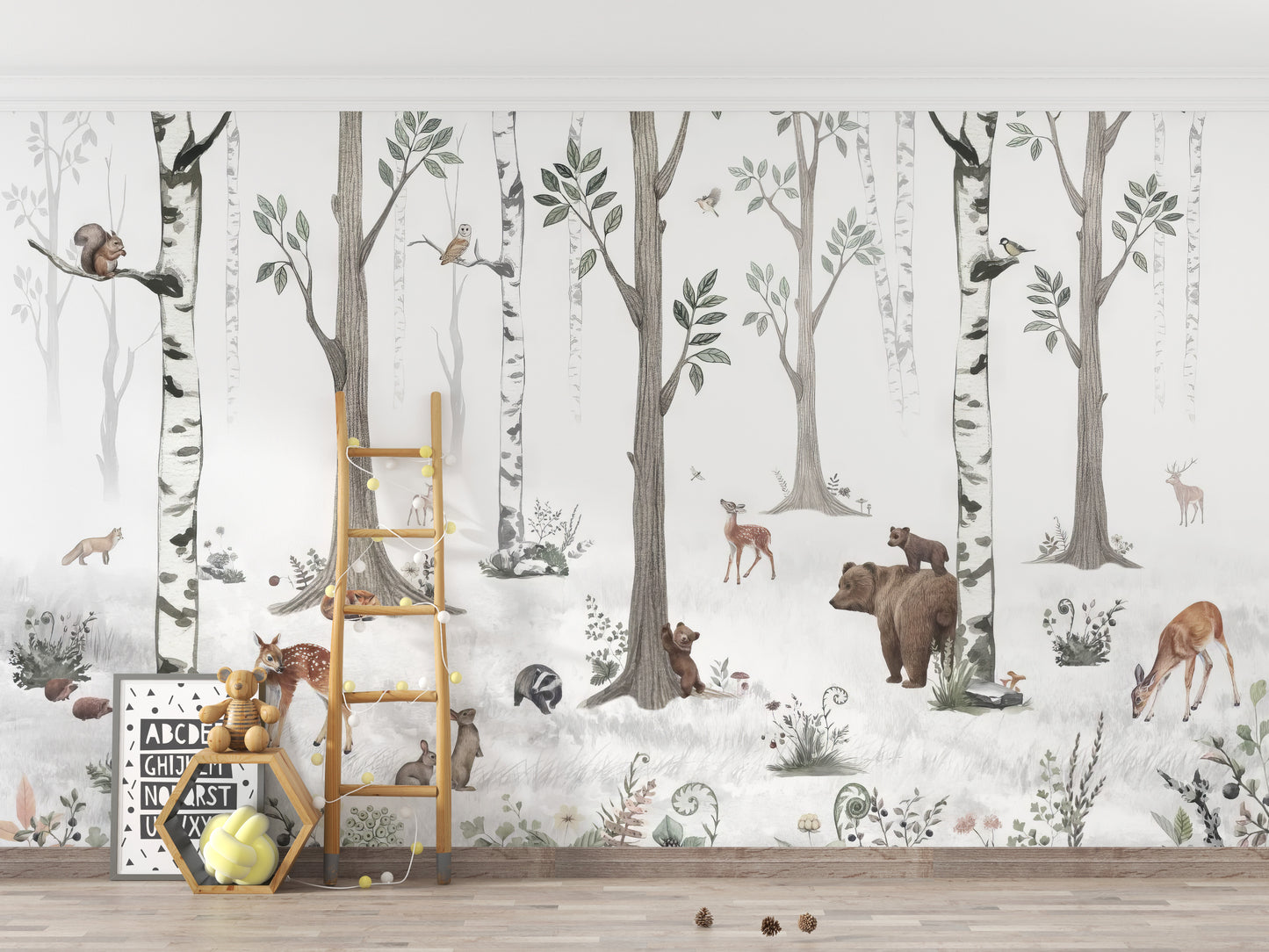 Woodland Creatures Mural for Kids' Bedroom Walls