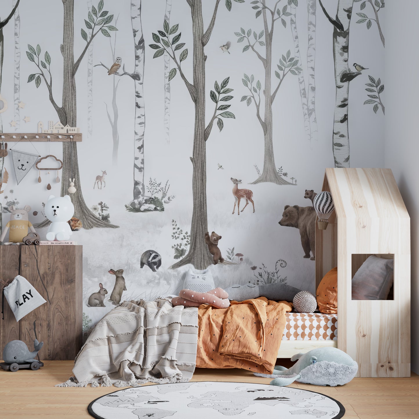 Fun and Colorful Woodland Creatures Wallpaper Mural