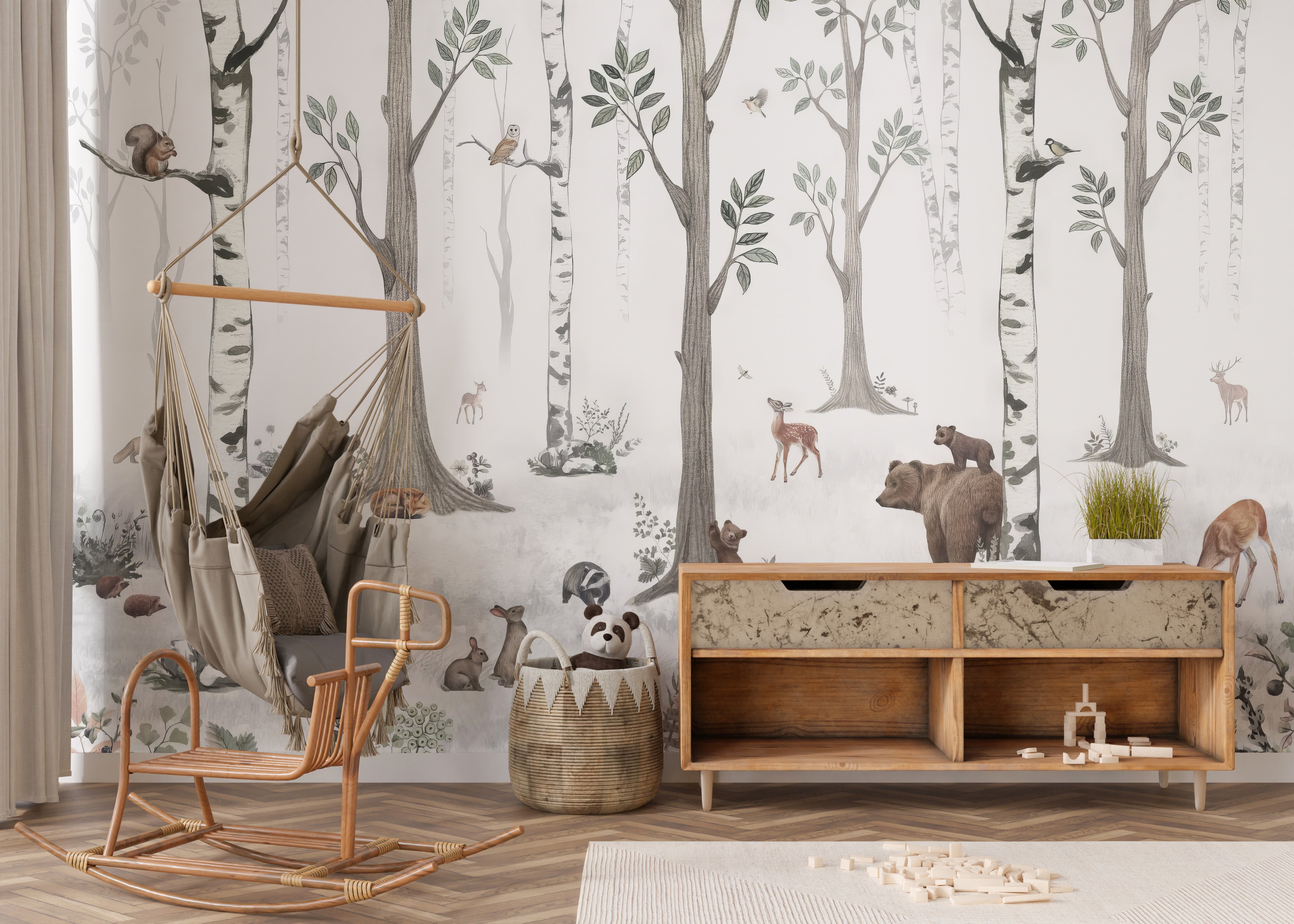 Woodland Creatures Mural for Kids' Play Areas