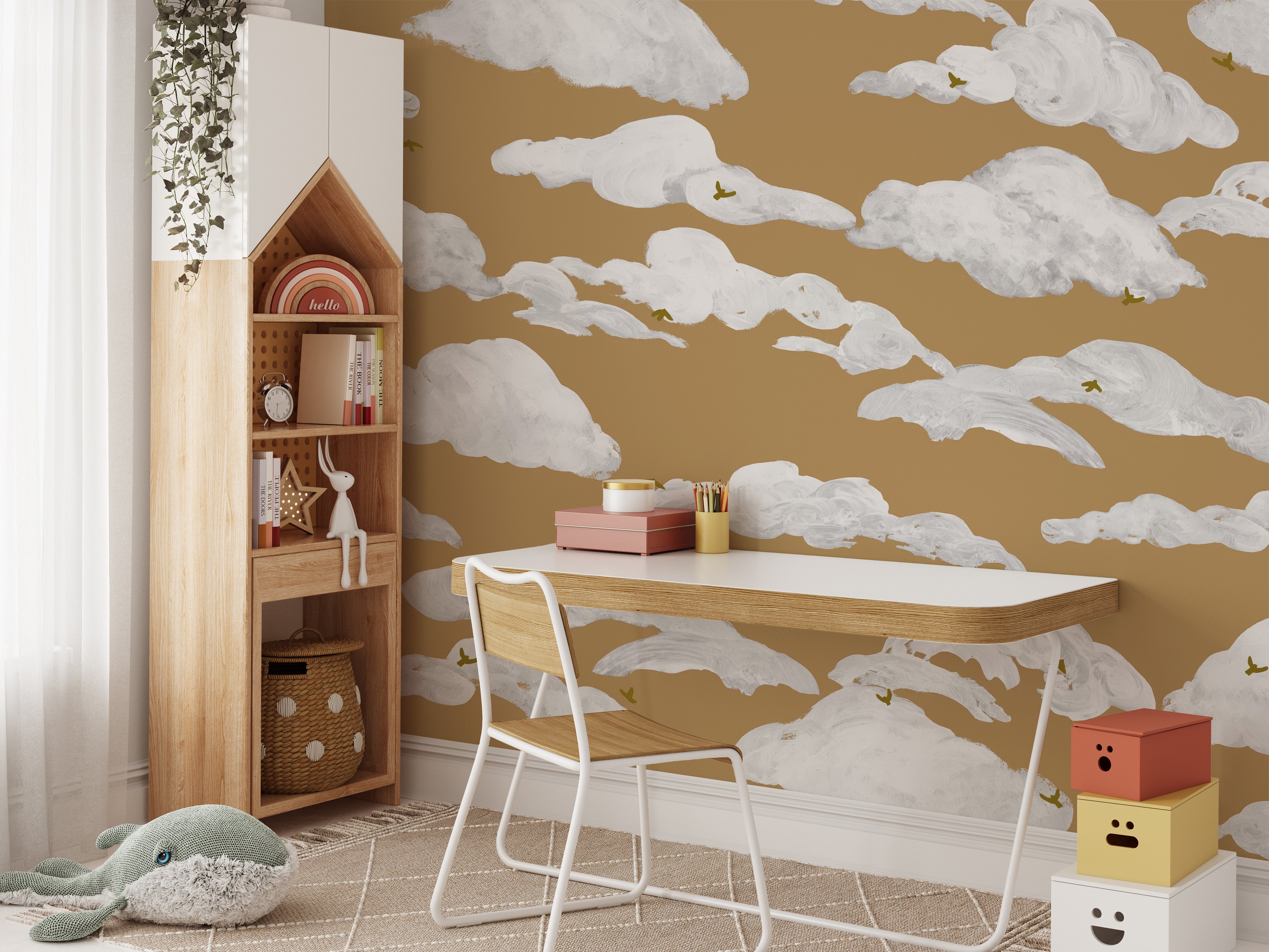 Dreamy Sky Birds Mural for Kids' Room Walls