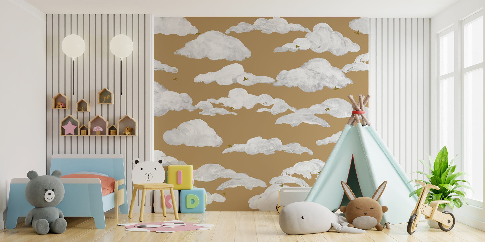 Dreamy Sky Birds Wall Mural for Children's Rooms