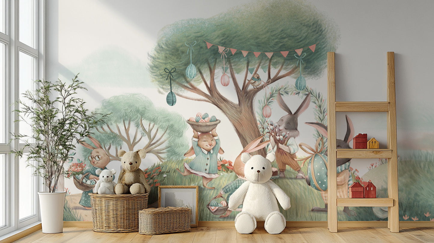 Nature-inspired woodland wallpaper mural
