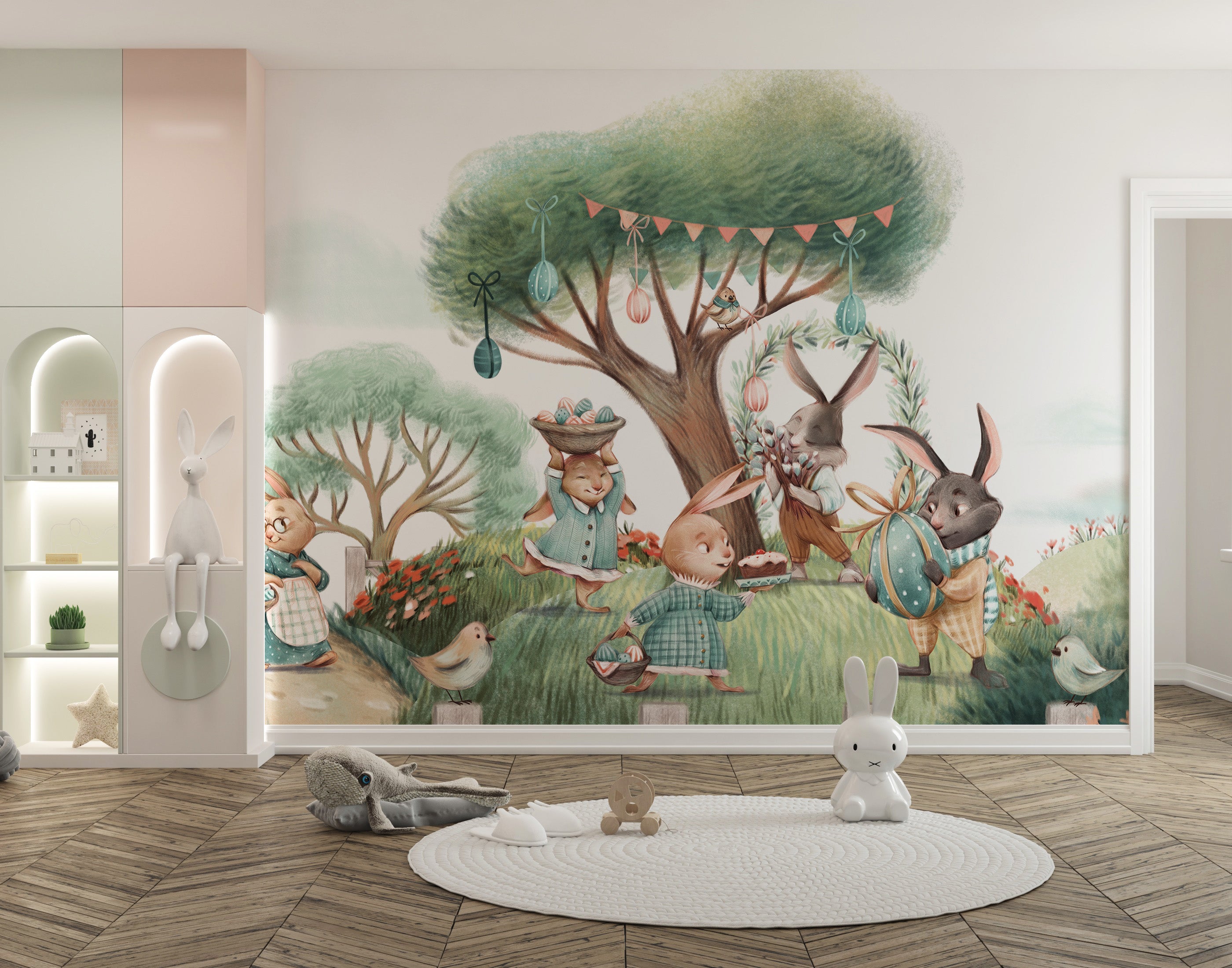 Artistic forest wallpaper mural greenery look
