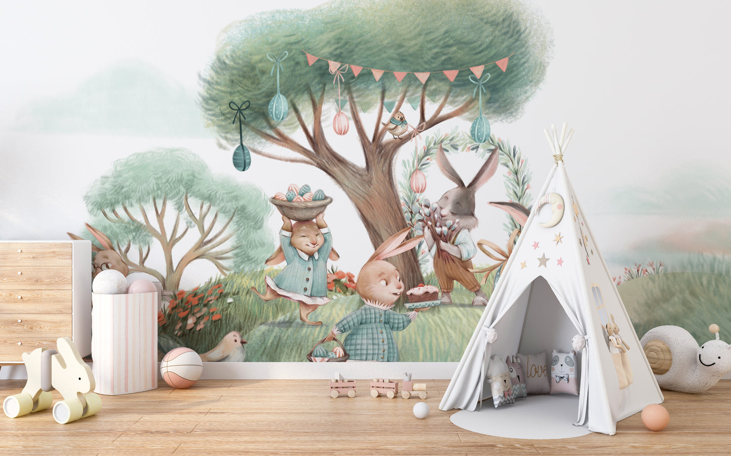 Mystical trees mural in woodland wallpaper



