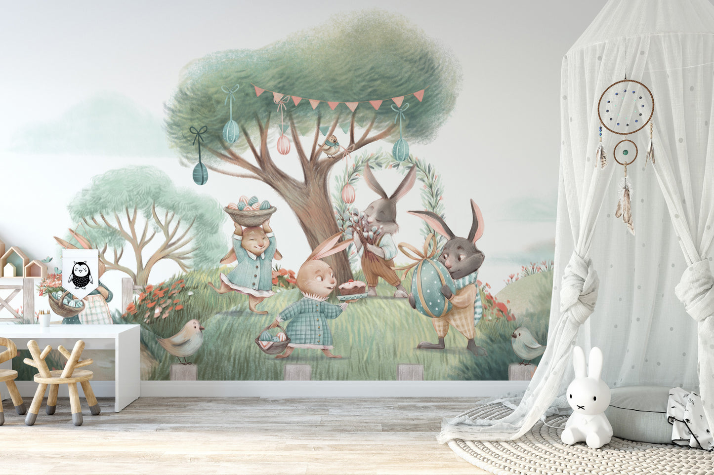 Forest-themed wallpaper mural nature vibe
