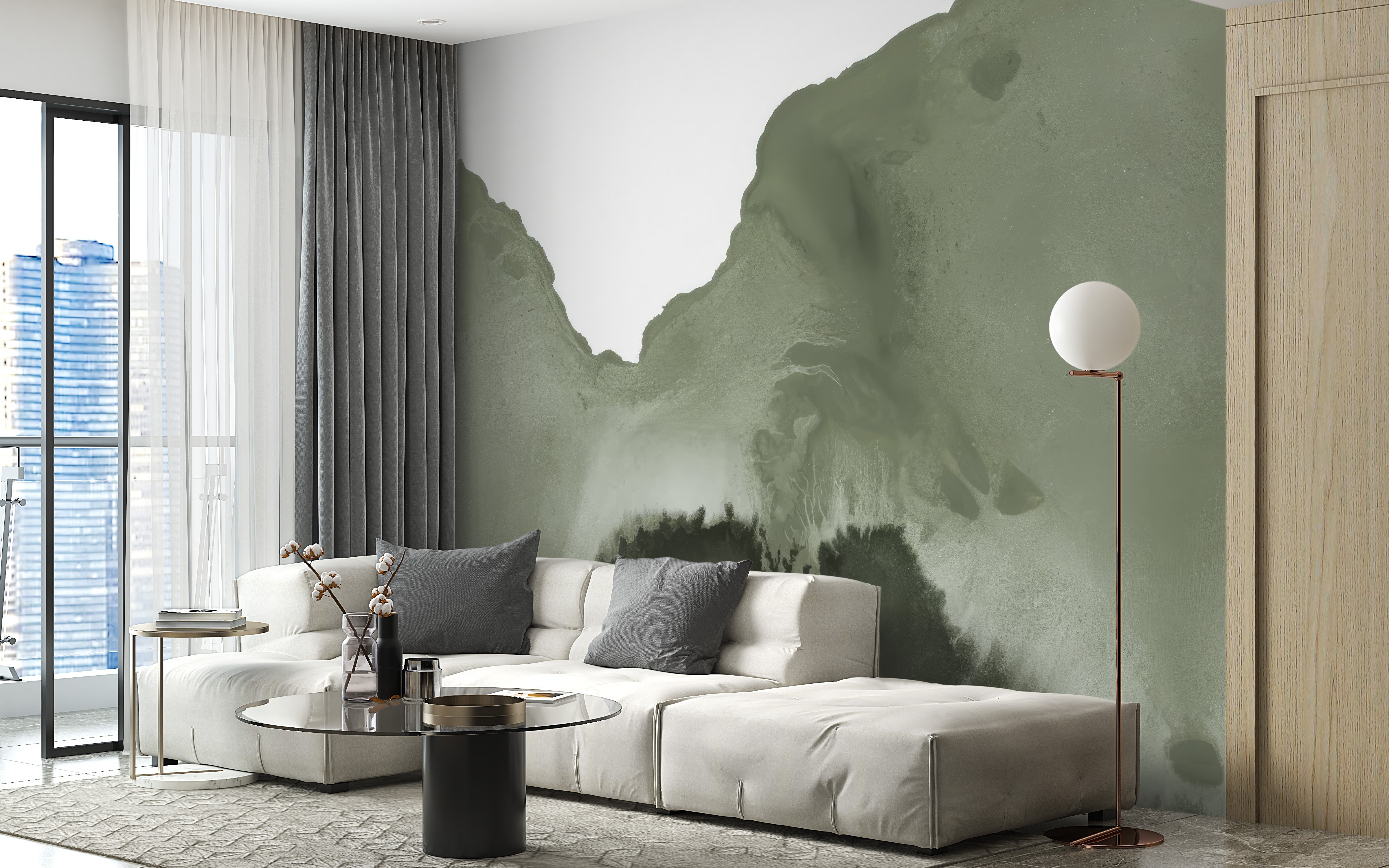 Monochrome Abstract Mural for Clean, Stylish Walls