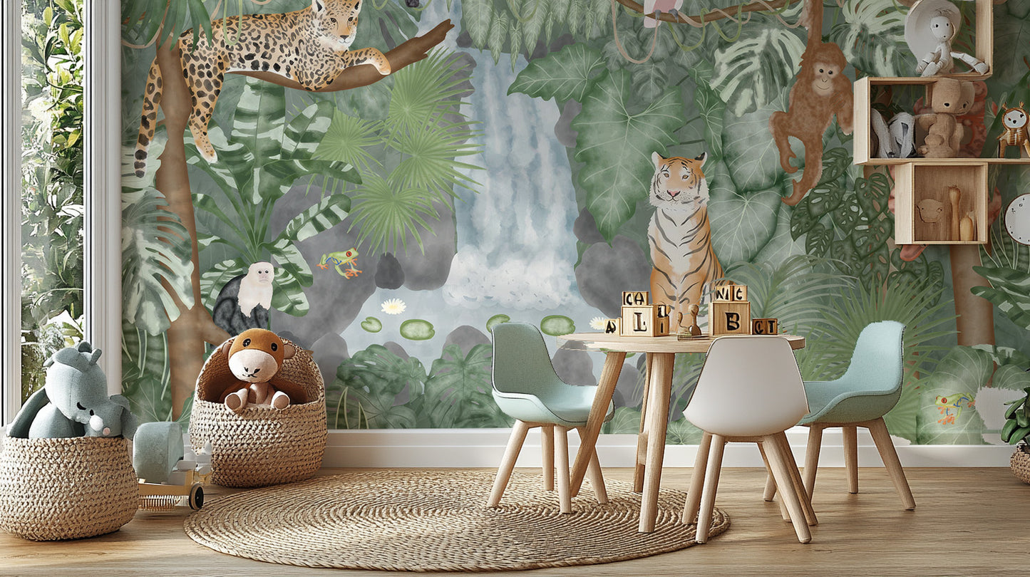 Jungle Animals Wallpaper Mural for Children's Rooms