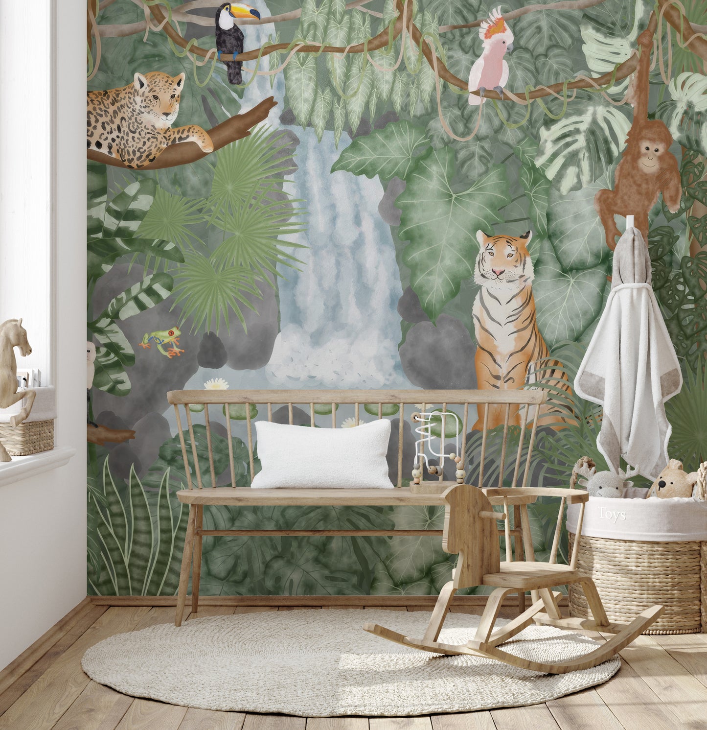 Tropical Jungle Animals Wallpaper Mural for Kids' Rooms