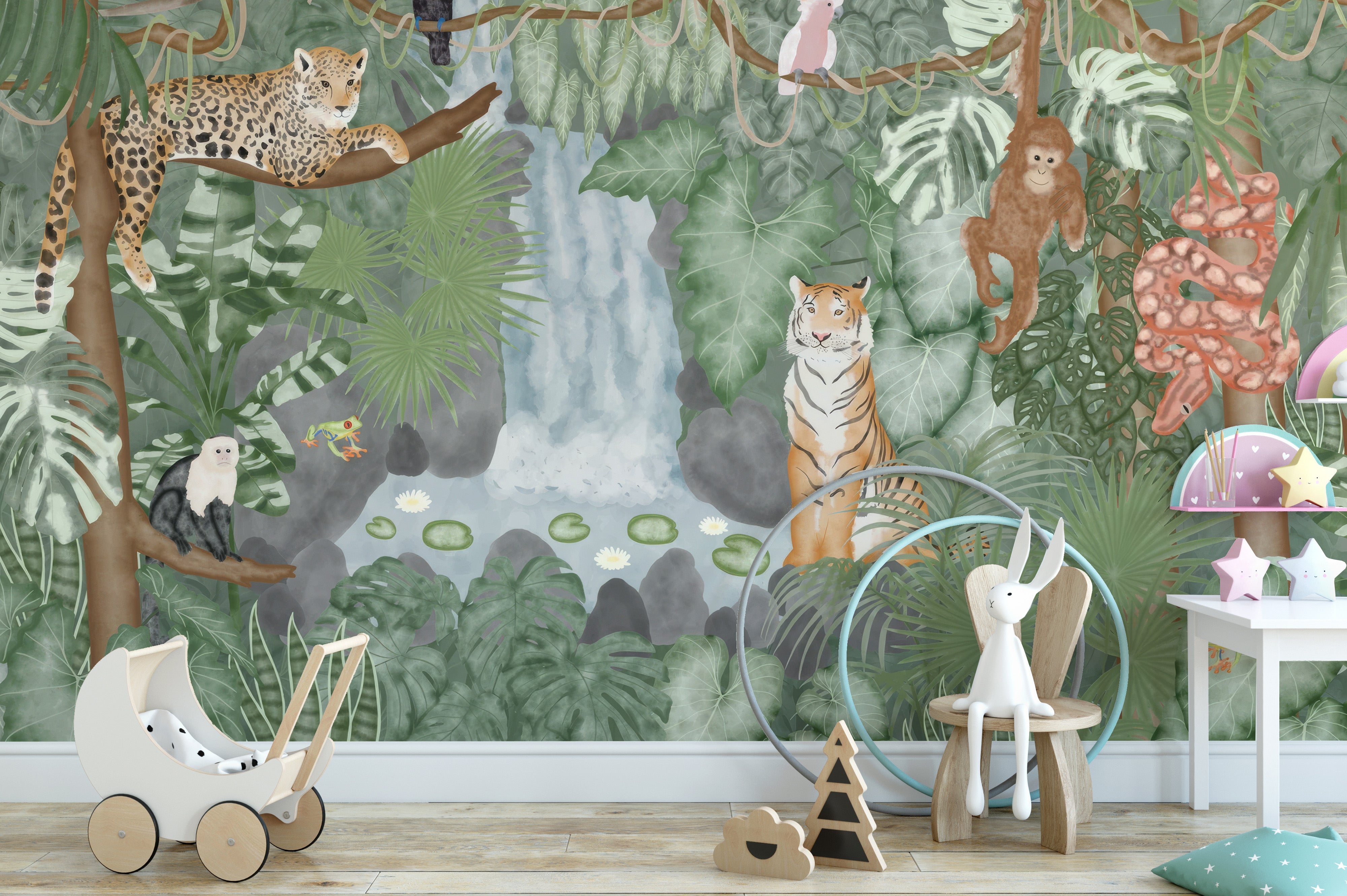 Jungle Animals Wallpaper Mural for Kids' Bedroom Walls